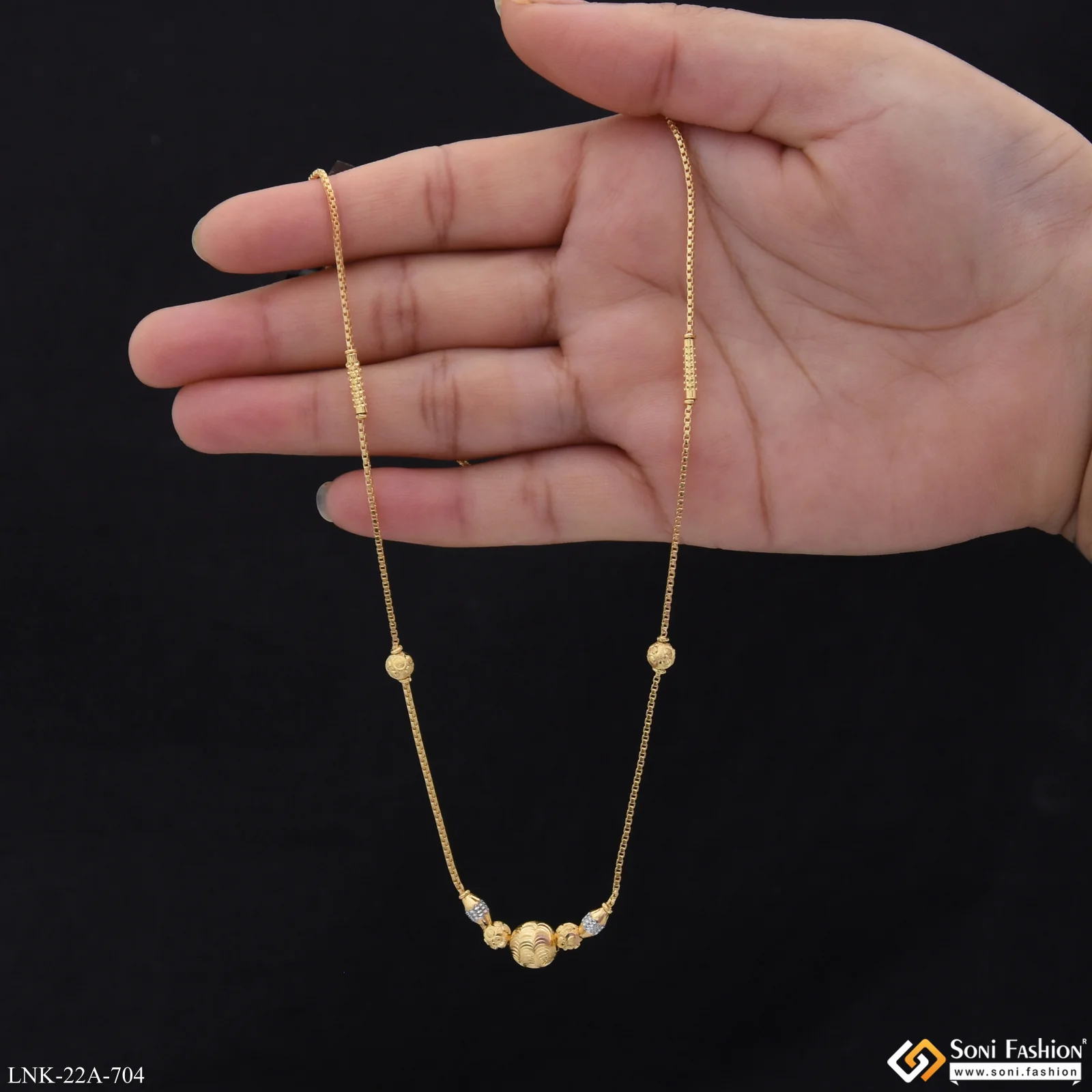 1 Gram Gold Plated Finely Detailed Necklace for Ladies - Style A704 - Image 3