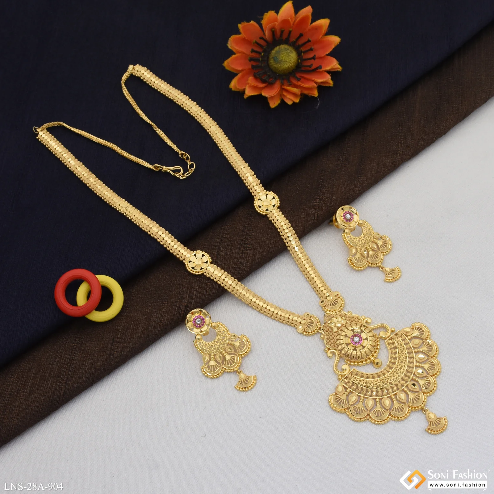 1 Gram Gold Plated Finely Detailed Necklace Set for Women - Style A904 - Image 5