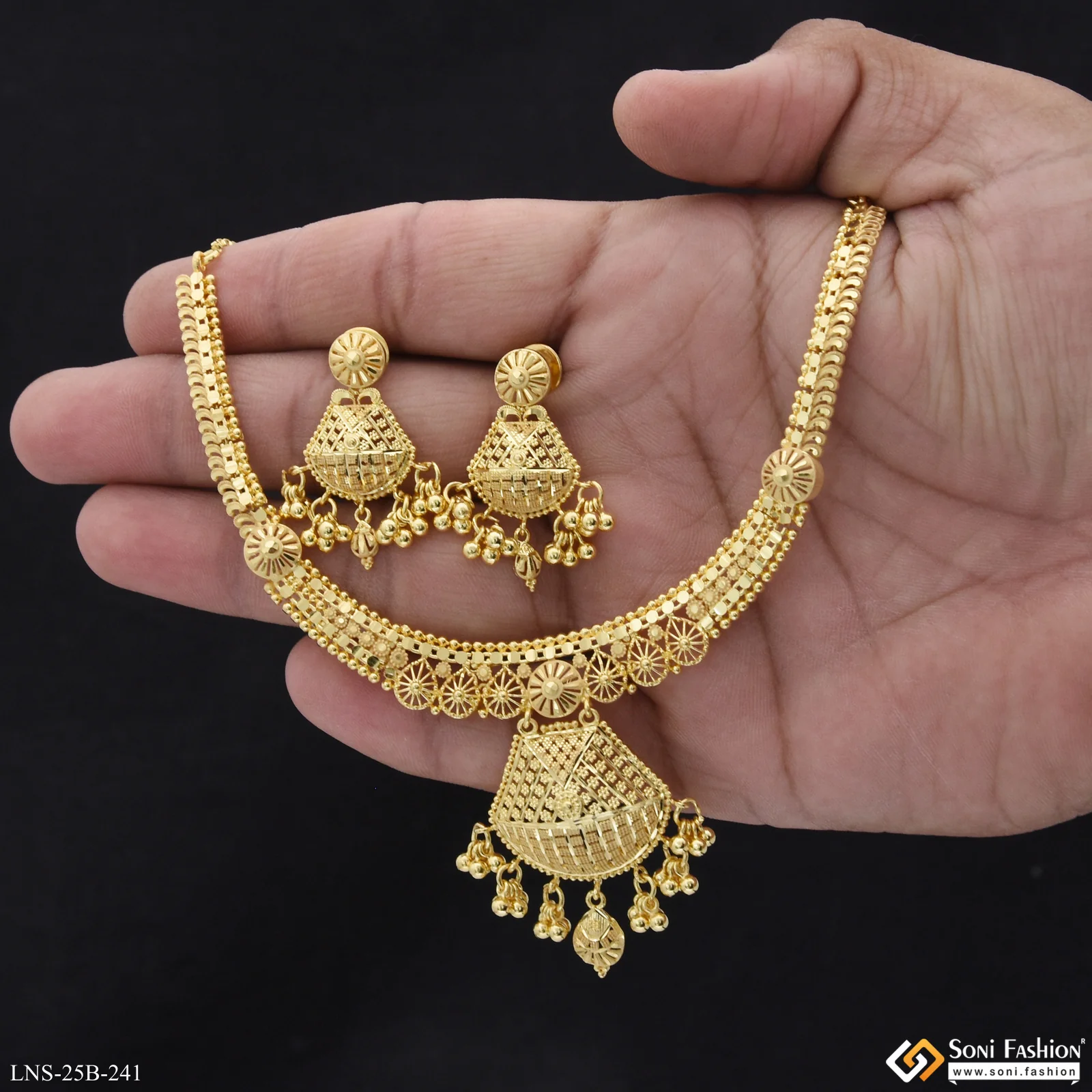 1 Gram Gold Plated Finely Detailed Necklace Set for Women - Style B241 - Image 5