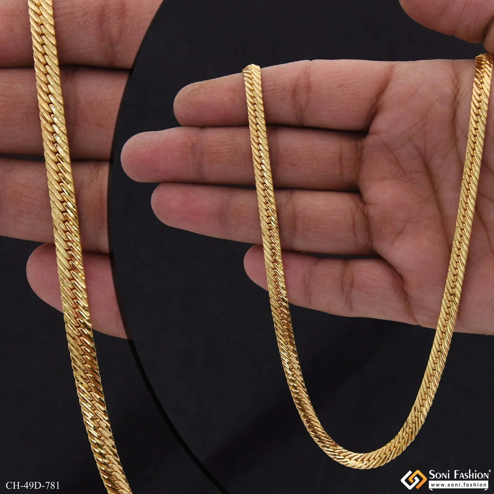 1 Gram Gold Plated Flat Design Snake Chain for Men - Style D781 - Image 6