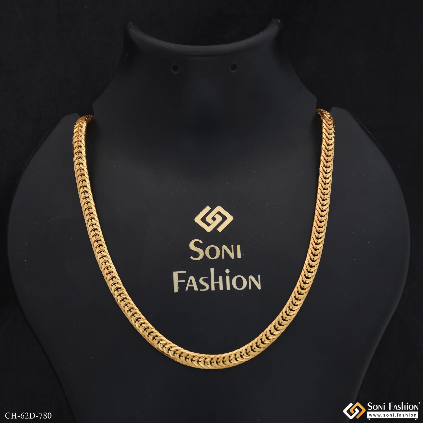 1 Gram Gold Plated Flat Links Chain for Men - Style D780