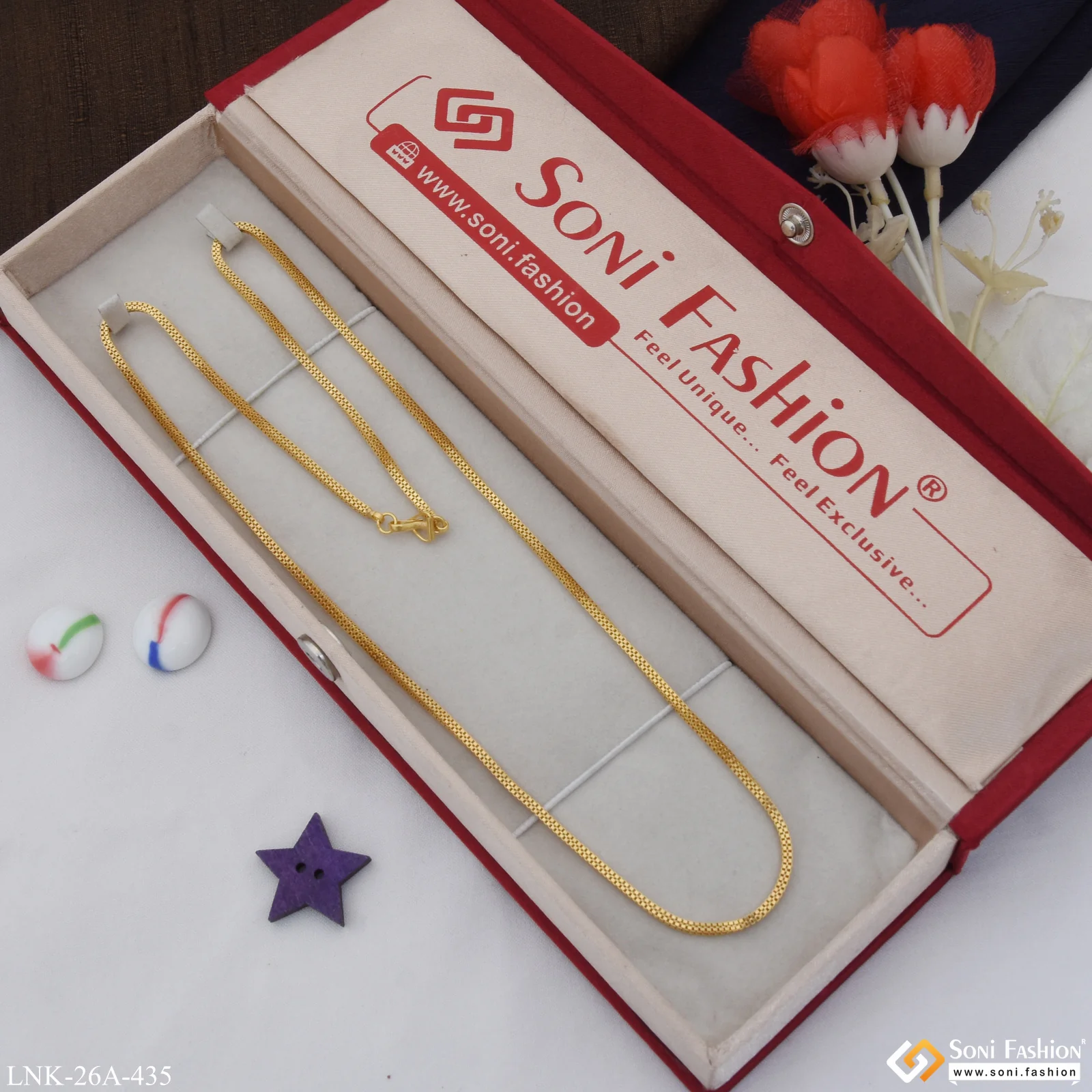 1 Gram Gold Plated Funky Design Glamorous Design Chain for Ladies - Style A435 - Image 3