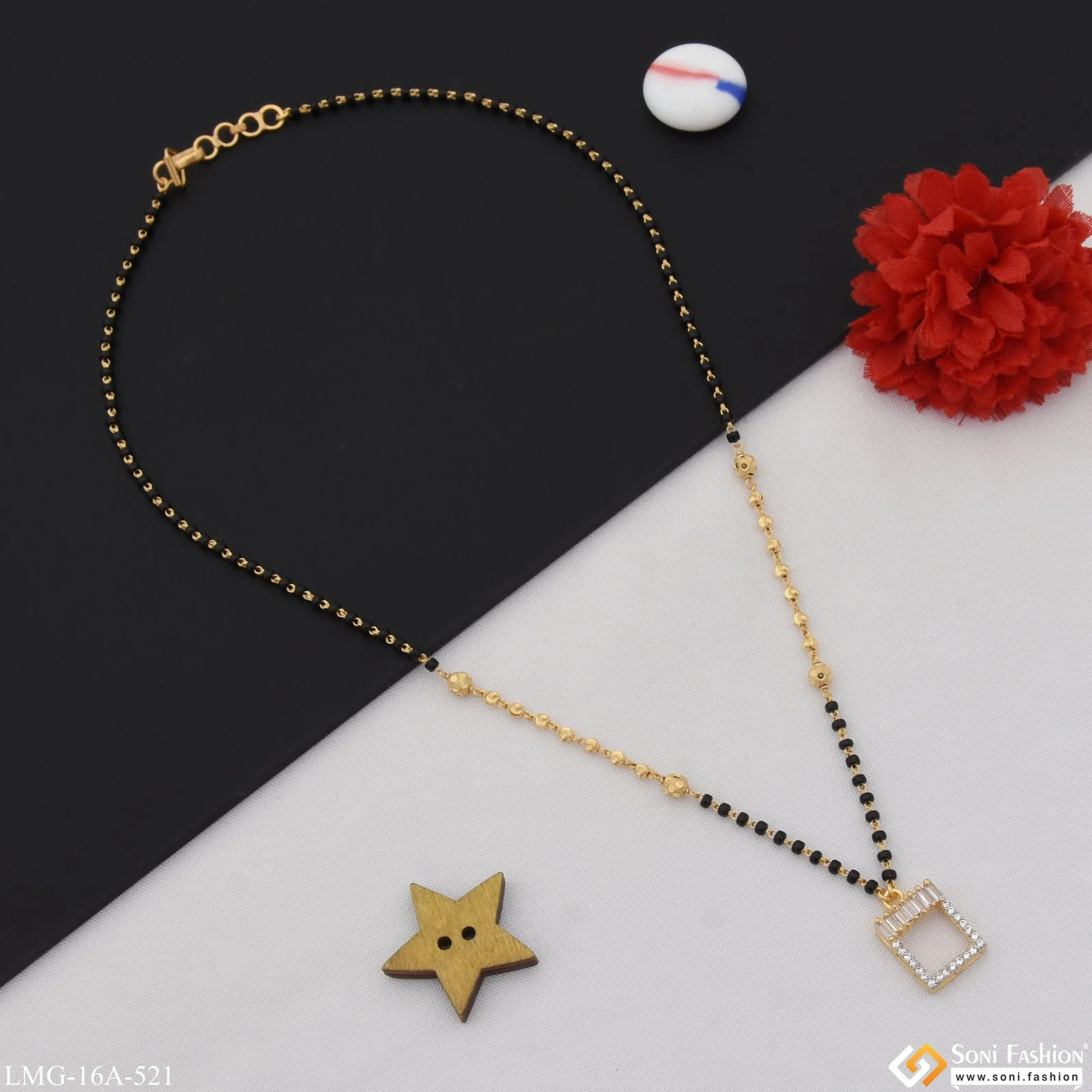 1 Gram Gold Plated Funky Design Gold Plated Mangalsutra for Ladies - Style A521 - Image 4