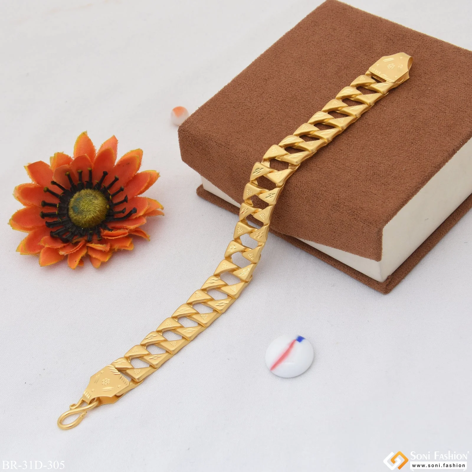 1 Gram Gold Plated Funky Design Pokal Bracelet for Men - Style D305 - Image 3