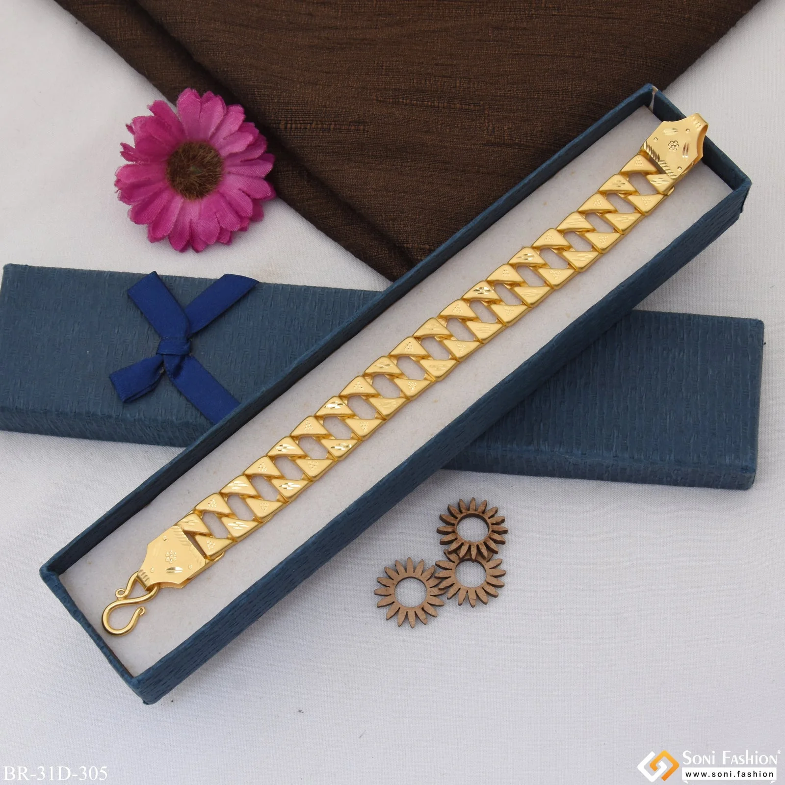 1 Gram Gold Plated Funky Design Pokal Bracelet for Men - Style D305 - Image 5