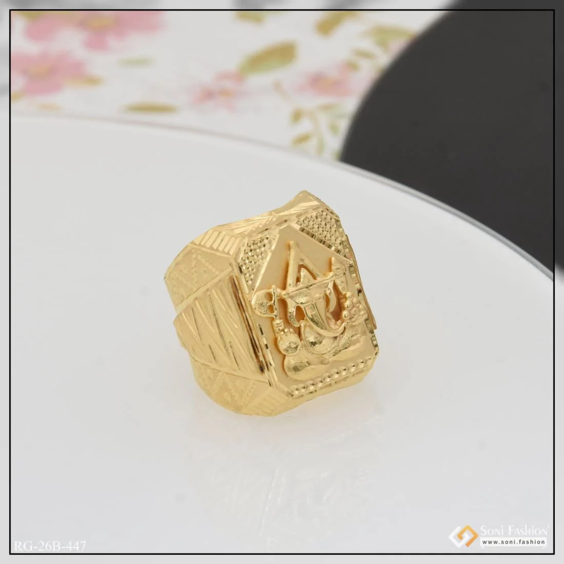 1 Gram Gold Plated Ganesha Fancy Design High-Quality Ring for Men - Style B447 - Image 5