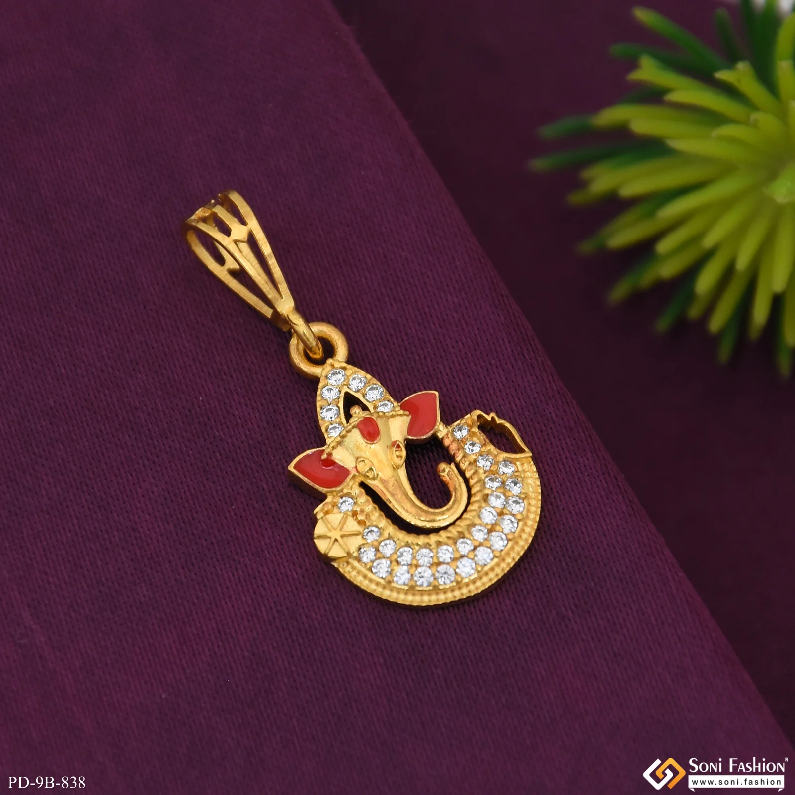 1 Gram Gold Plated Ganpati Finely Detailed Design Pendant for Men - Style B838 - Image 6