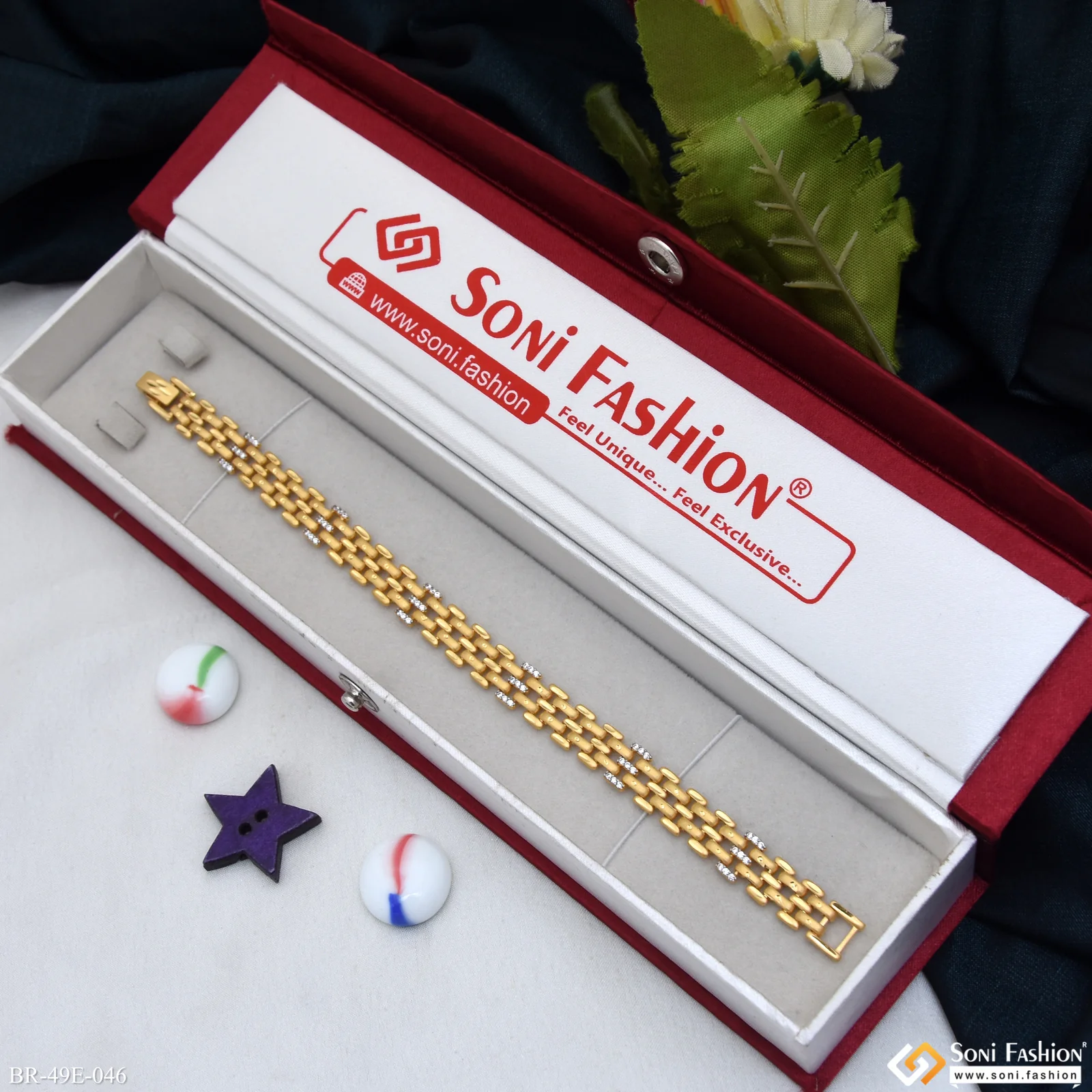 1 Gram Gold Plated Glamorous Design Bracelet for Men - Style E046 - Image 2