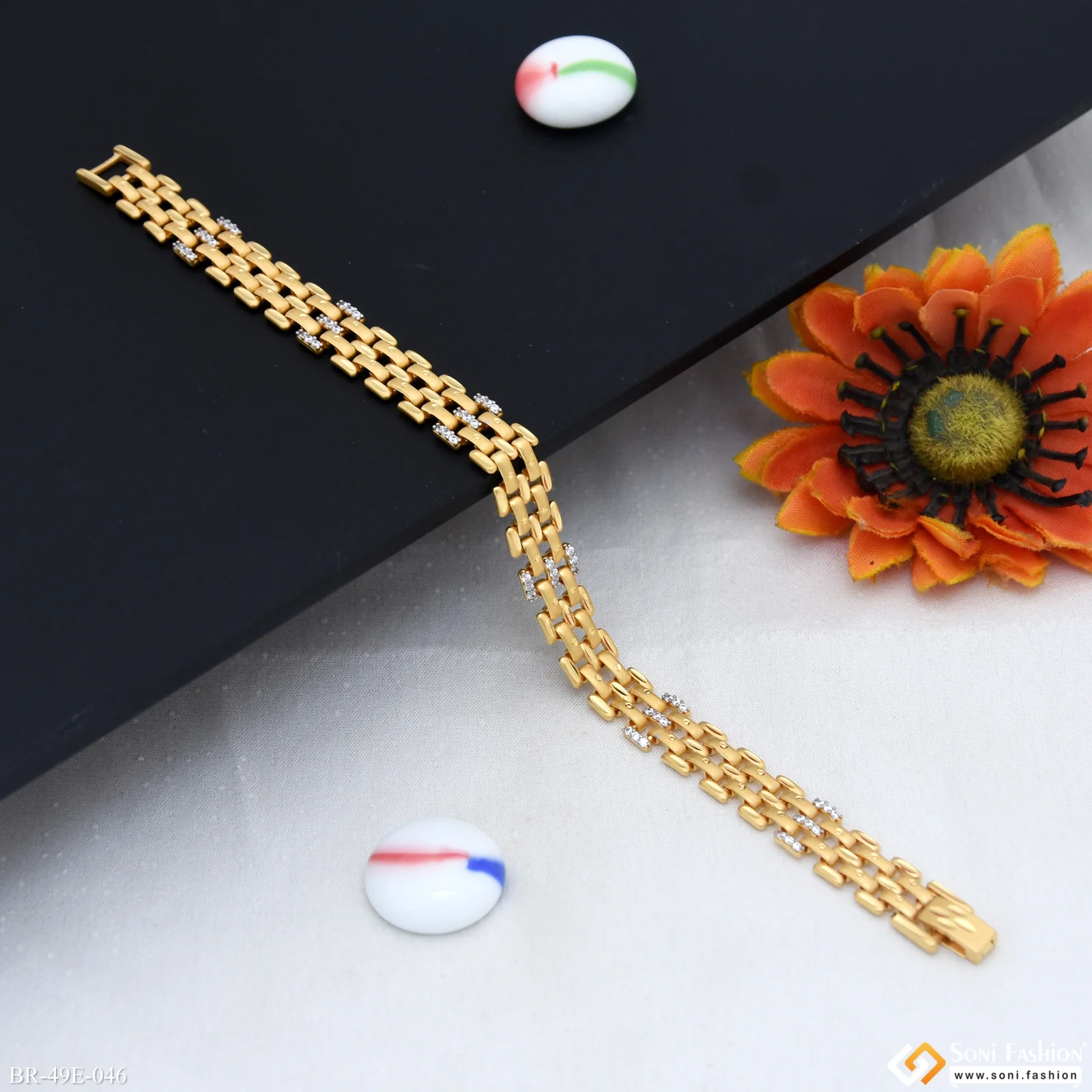 1 Gram Gold Plated Glamorous Design Bracelet for Men - Style E046 - Image 3