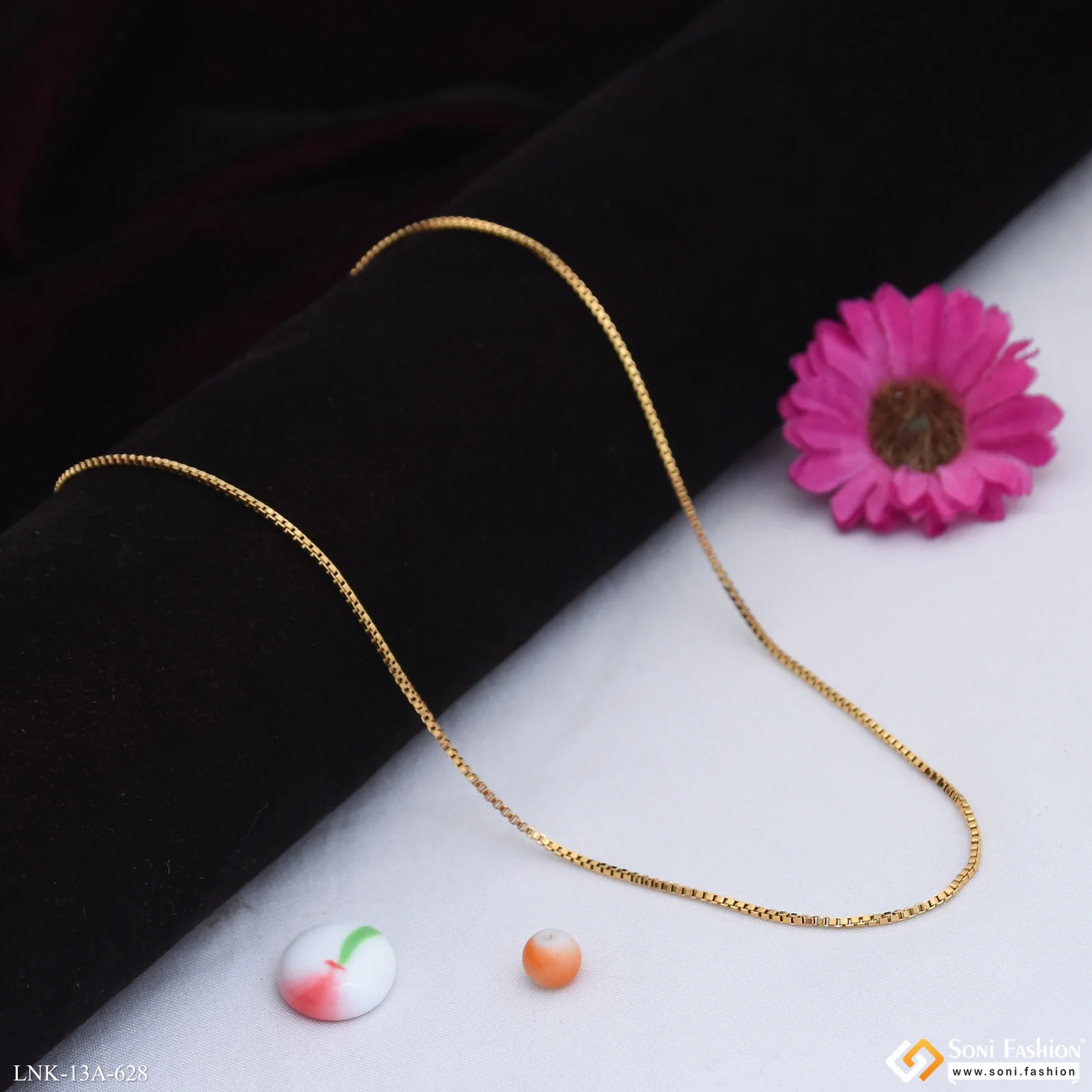 1 Gram Gold Plated Glamorous Design Chain for Ladies - Style A628 - Image 3