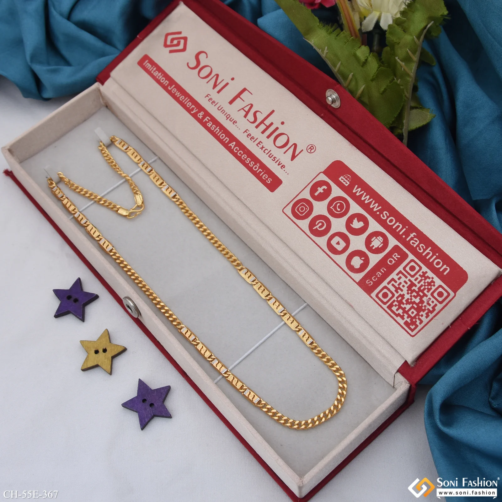 1 Gram Gold Plated Glamorous Design Link Nawabi Chain for Men - Style E367 - Image 2