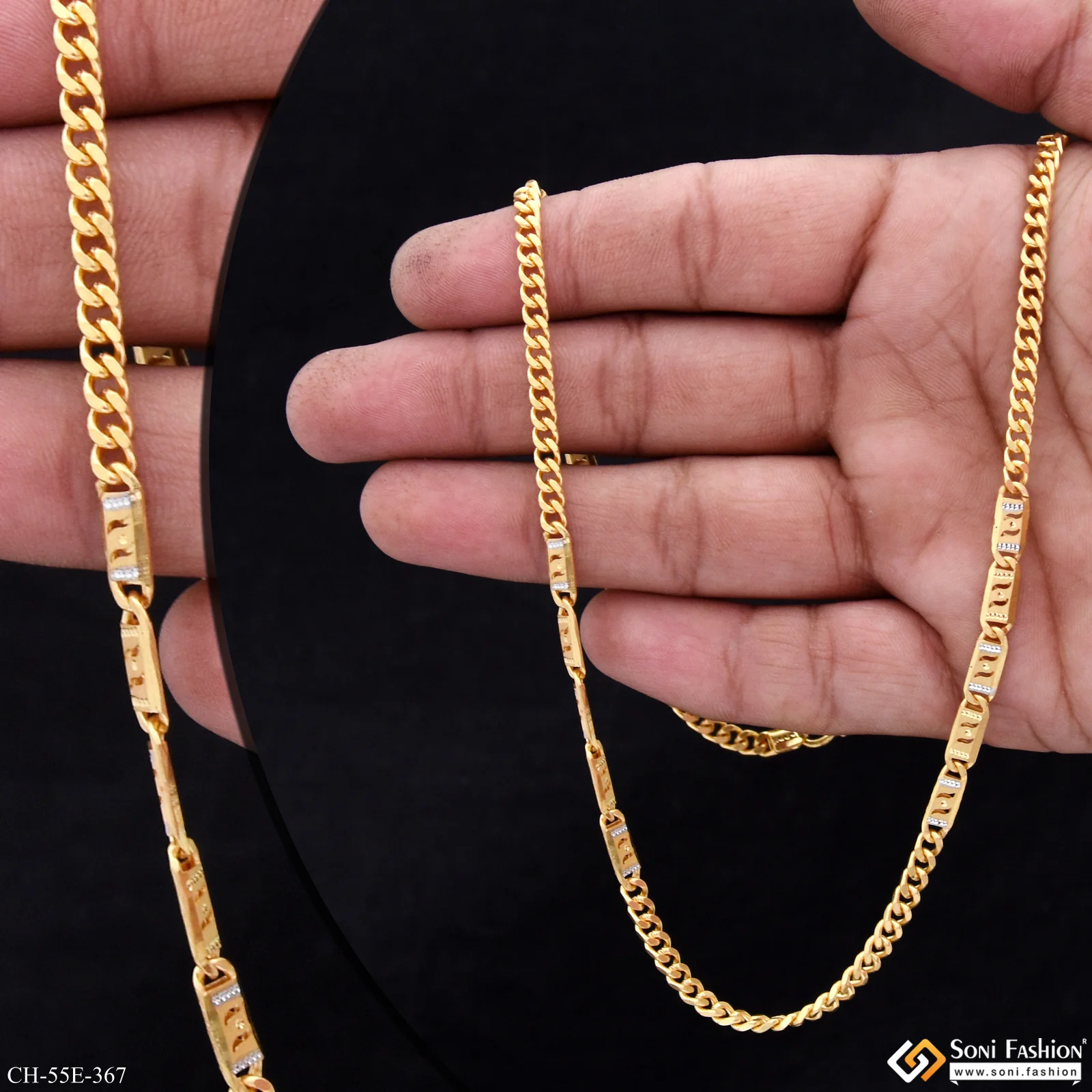 1 Gram Gold Plated Glamorous Design Link Nawabi Chain for Men - Style E367 - Image 3