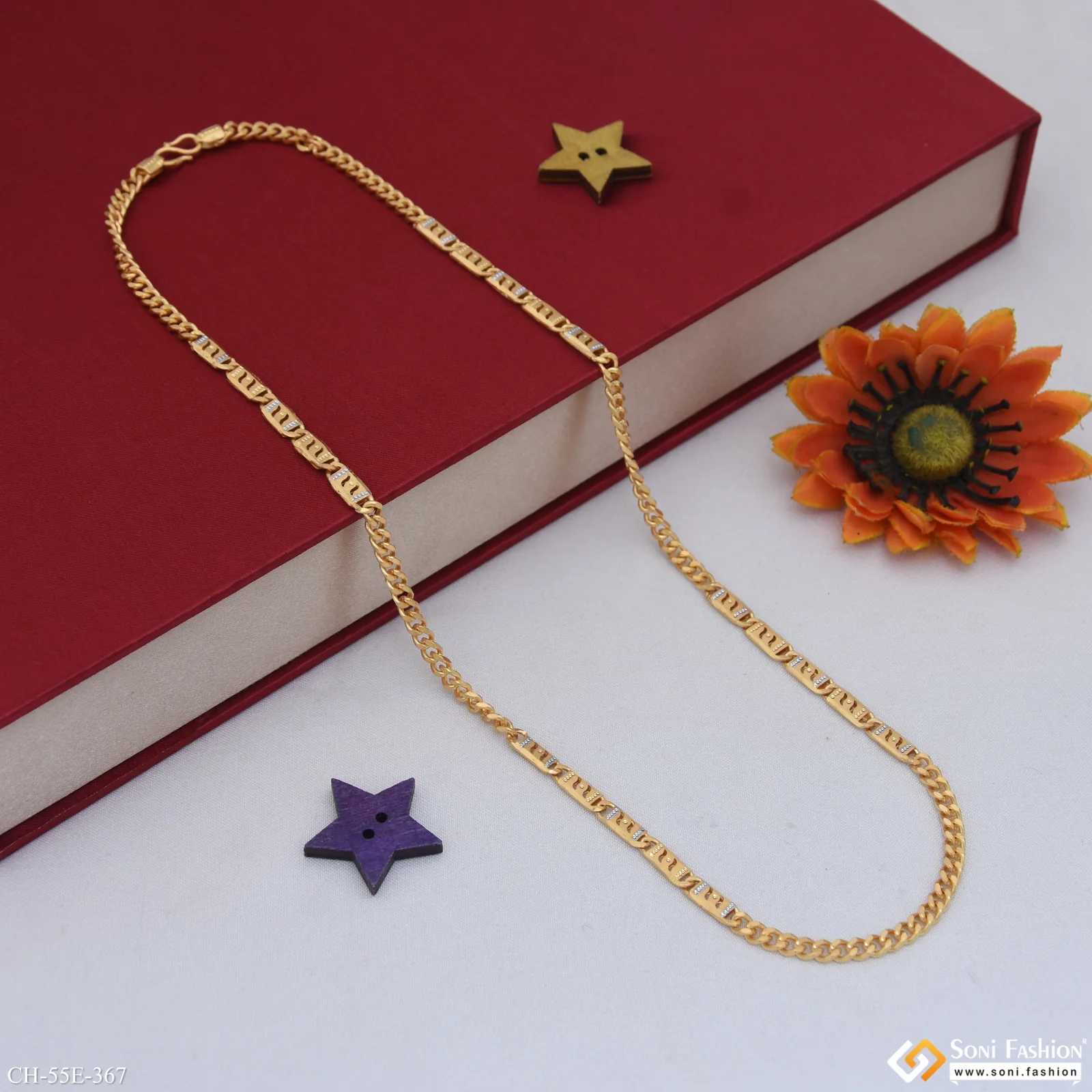 1 Gram Gold Plated Glamorous Design Link Nawabi Chain for Men - Style E367 - Image 5