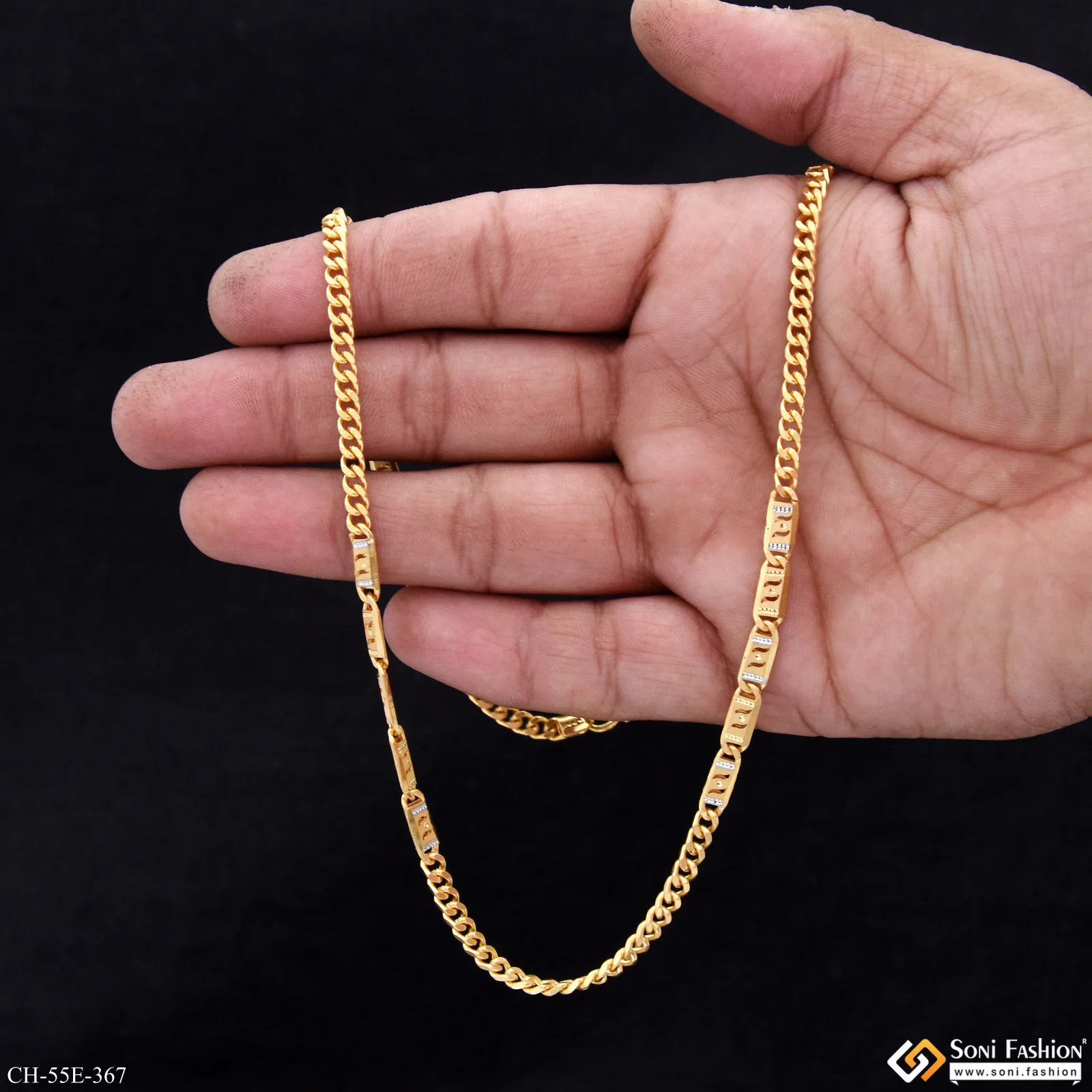 1 Gram Gold Plated Glamorous Design Link Nawabi Chain for Men - Style E367 - Image 6