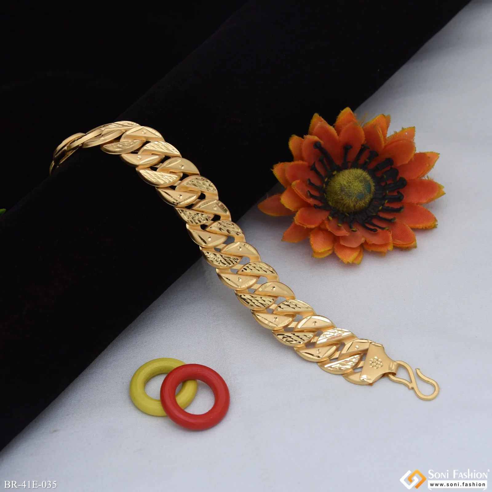 1 Gram Gold Plated Glamorous Design Pokal Bracelet for Men - Style E035 - Image 5