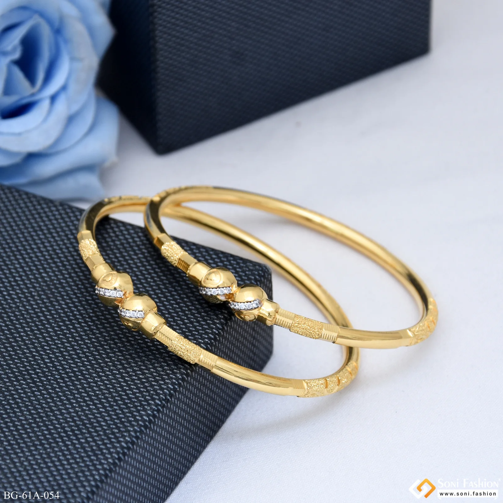 1 Gram Gold Plated Glittering Design Bangles for Ladies - Style A054 - Image 4