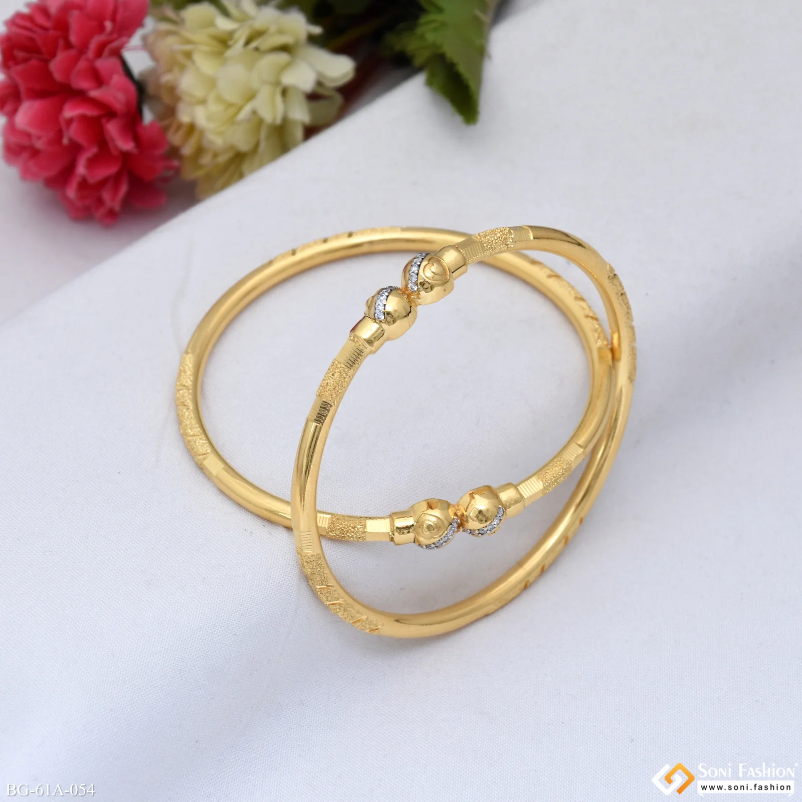 1 Gram Gold Plated Glittering Design Bangles for Ladies - Style A054 - Image 5