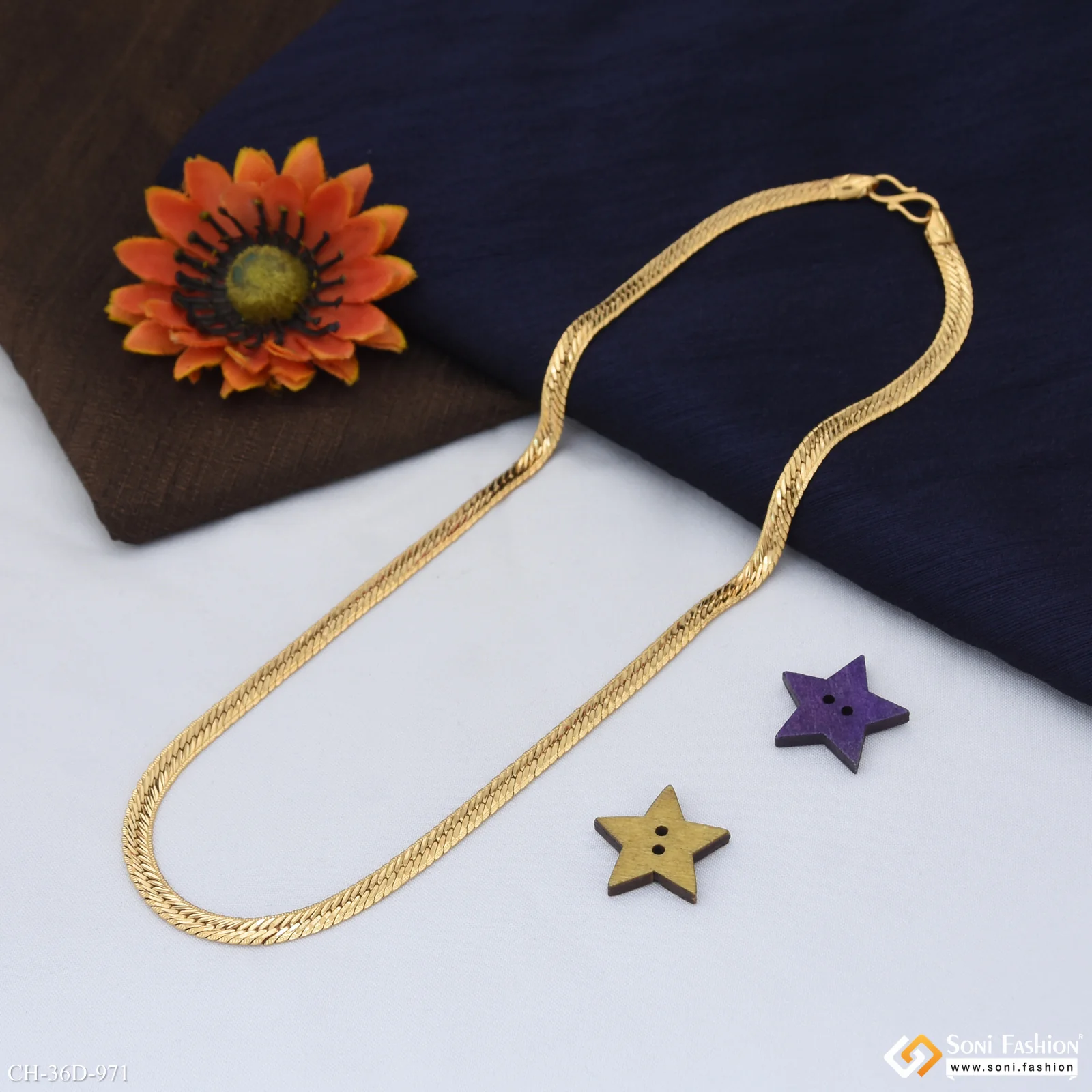1 Gram Gold Plated Glittering Design Chain for Men - Style D971 - Image 4
