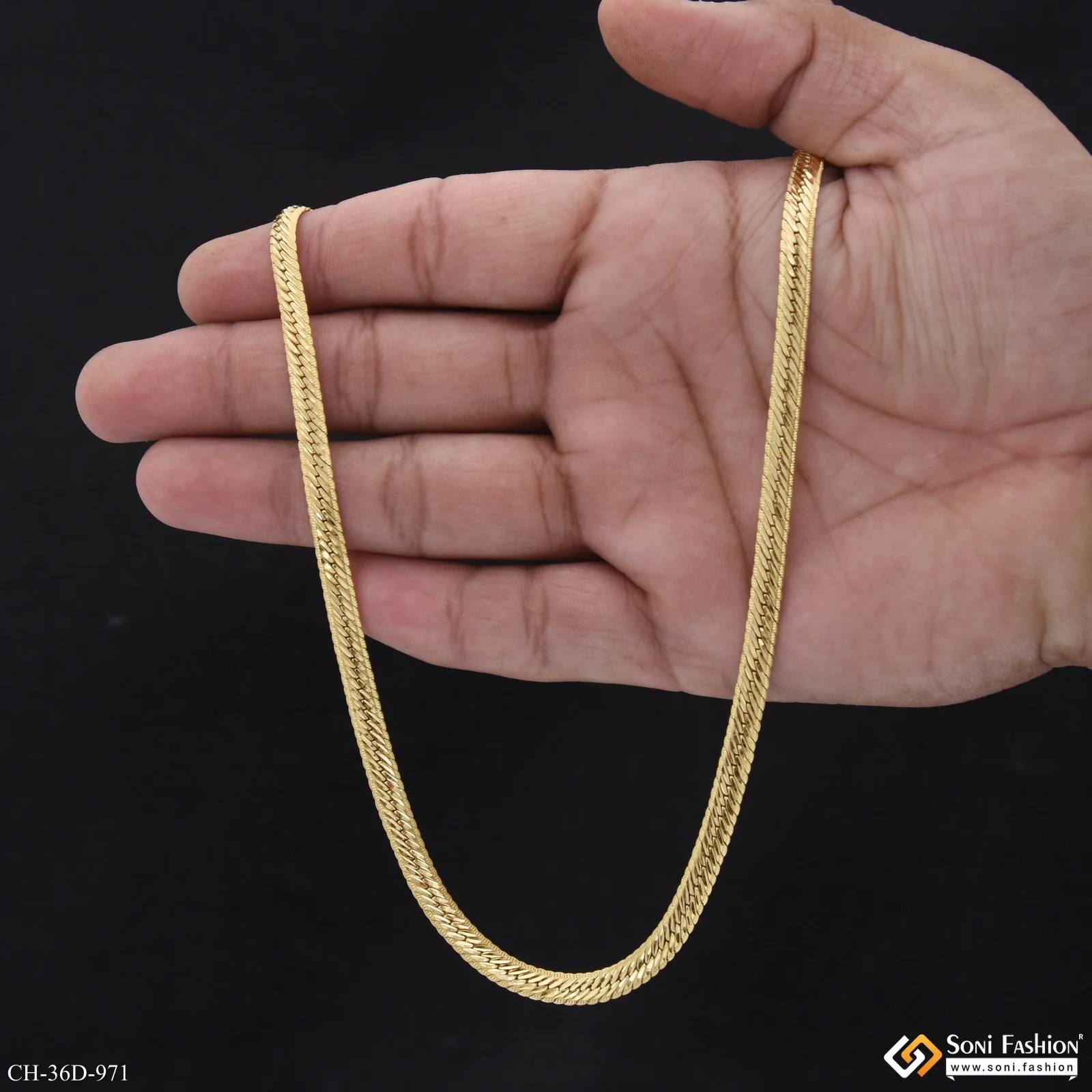 1 Gram Gold Plated Glittering Design Chain for Men - Style D971 - Image 6