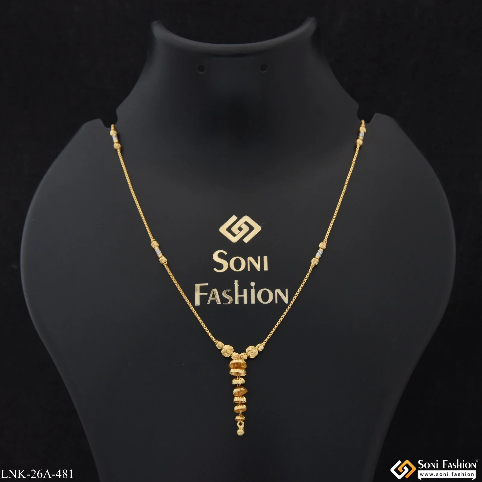 1 Gram Gold Plated Glittering Design Gold Plated Necklace for Lady - Style A481
