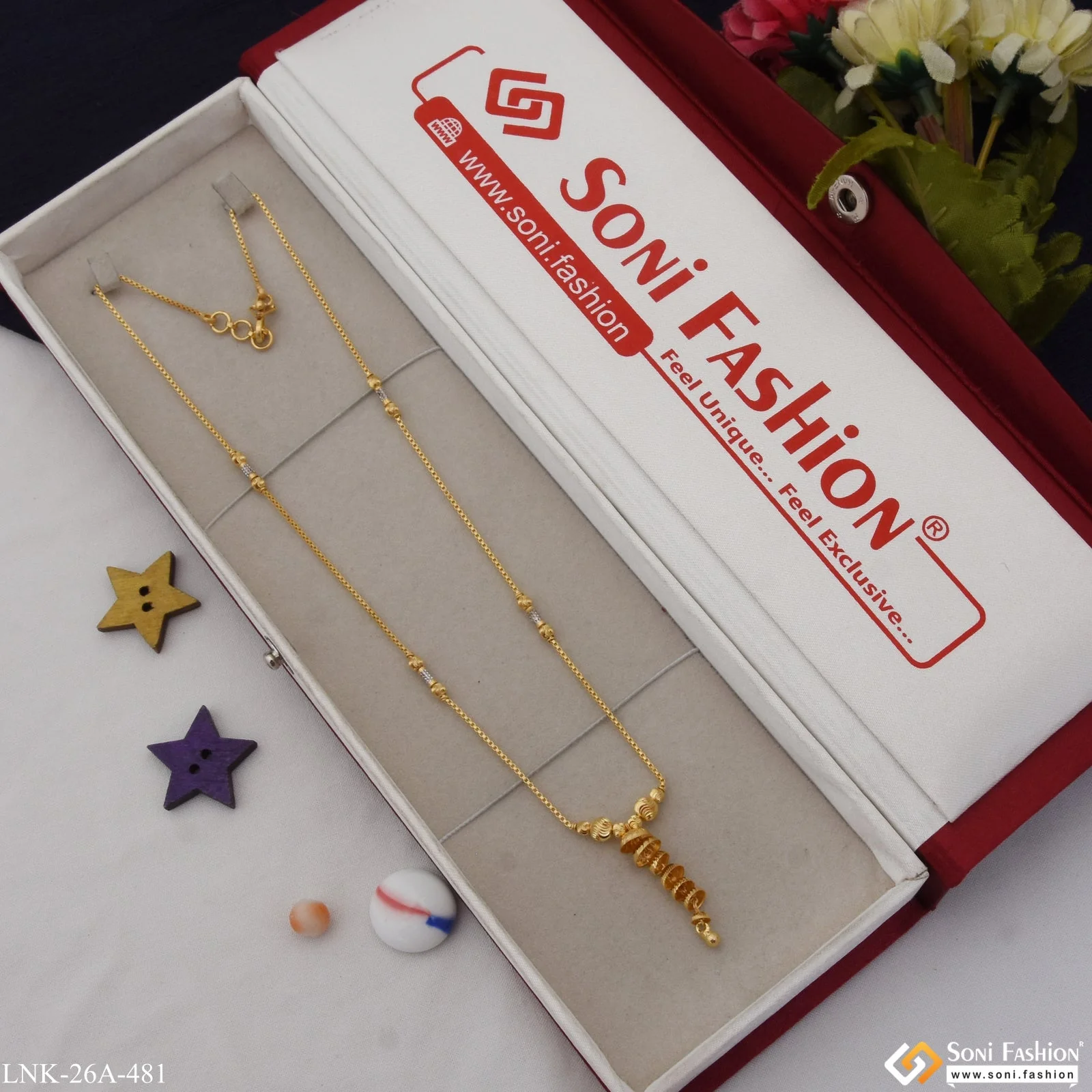 1 Gram Gold Plated Glittering Design Gold Plated Necklace for Lady - Style A481 - Image 2