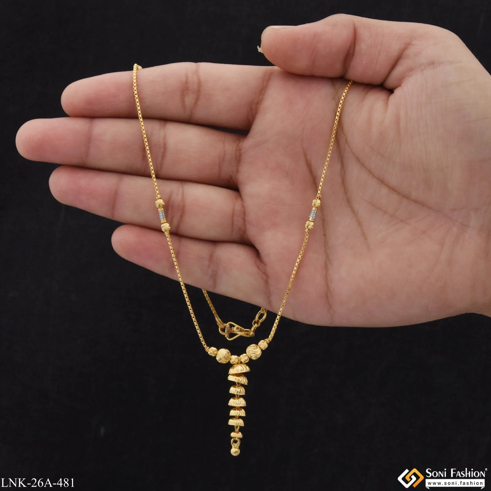 1 Gram Gold Plated Glittering Design Gold Plated Necklace for Lady - Style A481 - Image 3