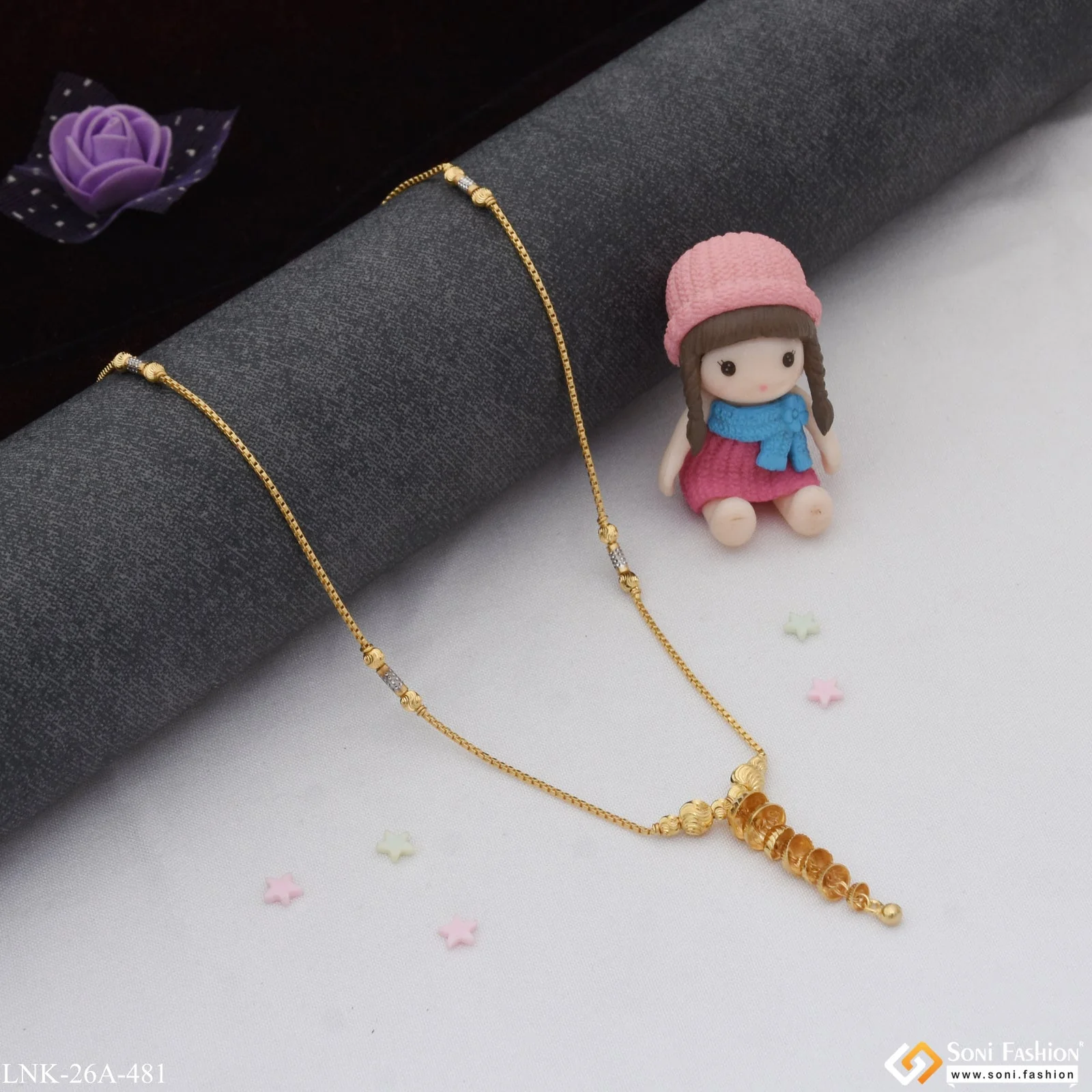1 Gram Gold Plated Glittering Design Gold Plated Necklace for Lady - Style A481 - Image 4