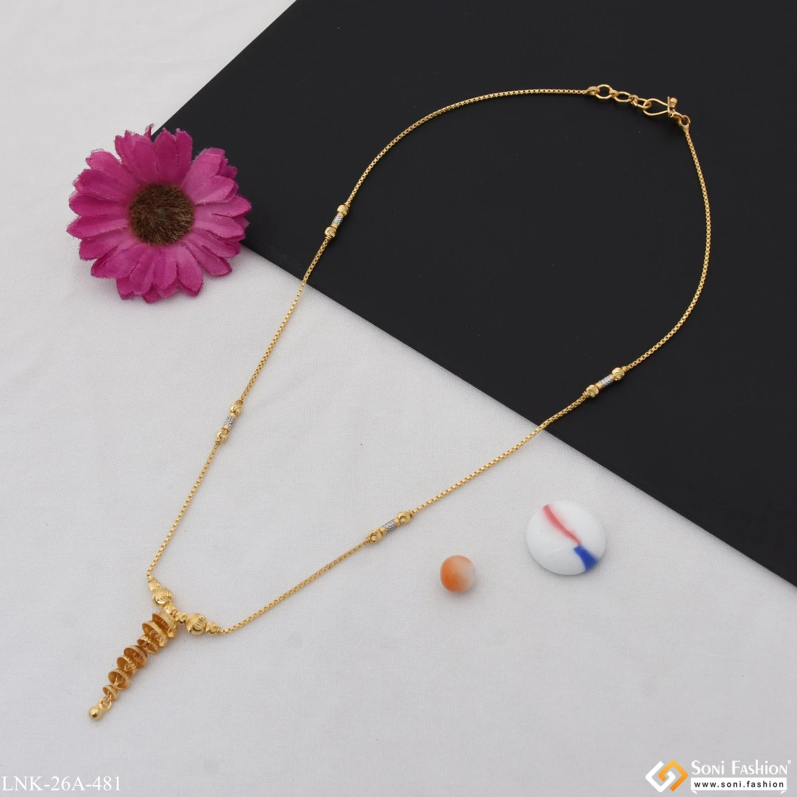 1 Gram Gold Plated Glittering Design Gold Plated Necklace for Lady - Style A481 - Image 5