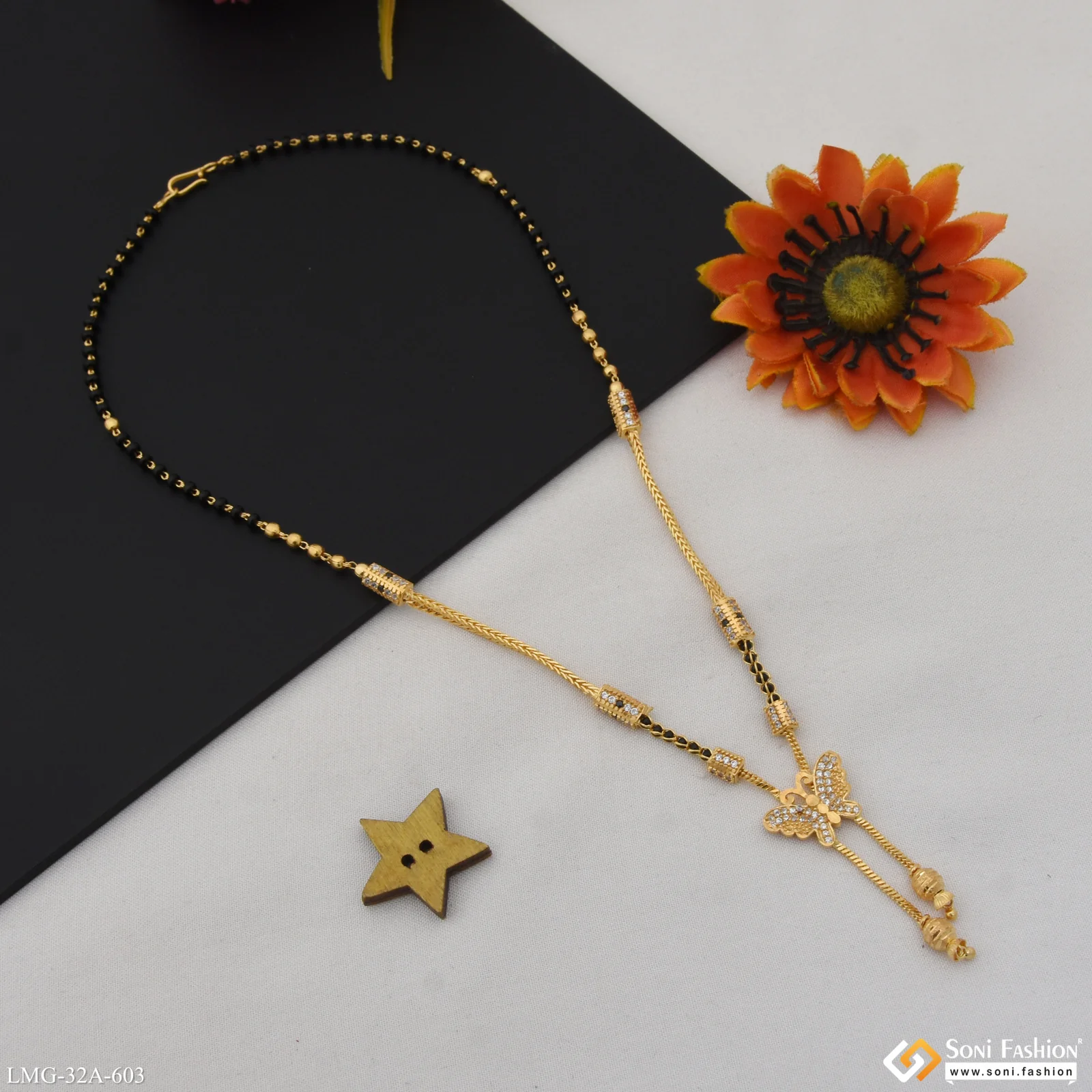 1 Gram Gold Plated Glittering Design Mangalsutra for Women - Style A603 - Image 4