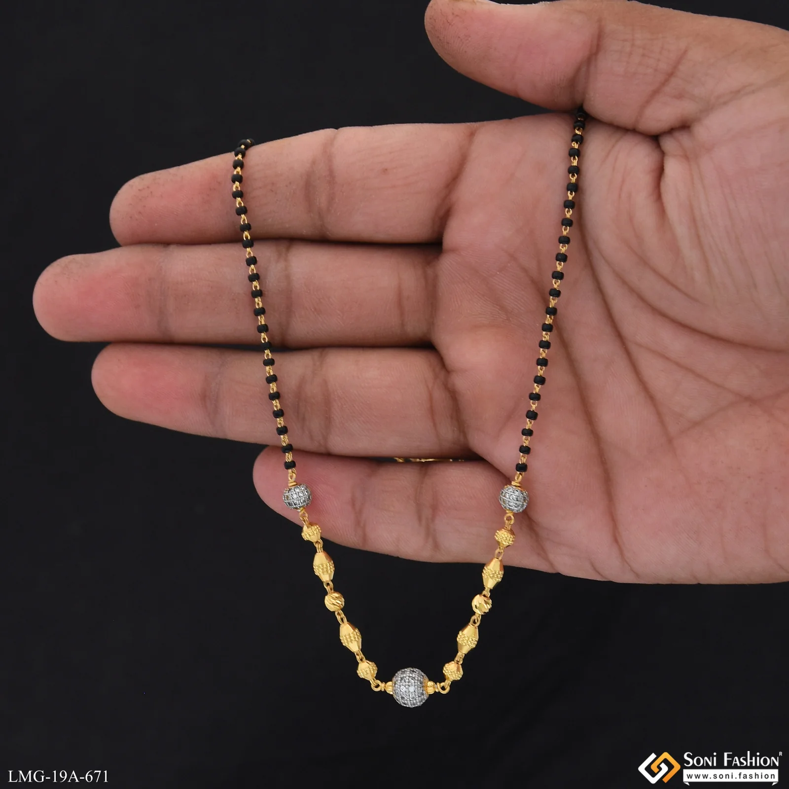 1 Gram Gold Plated Glittering Design Mangalsutra for Women - Style A671 - Image 2