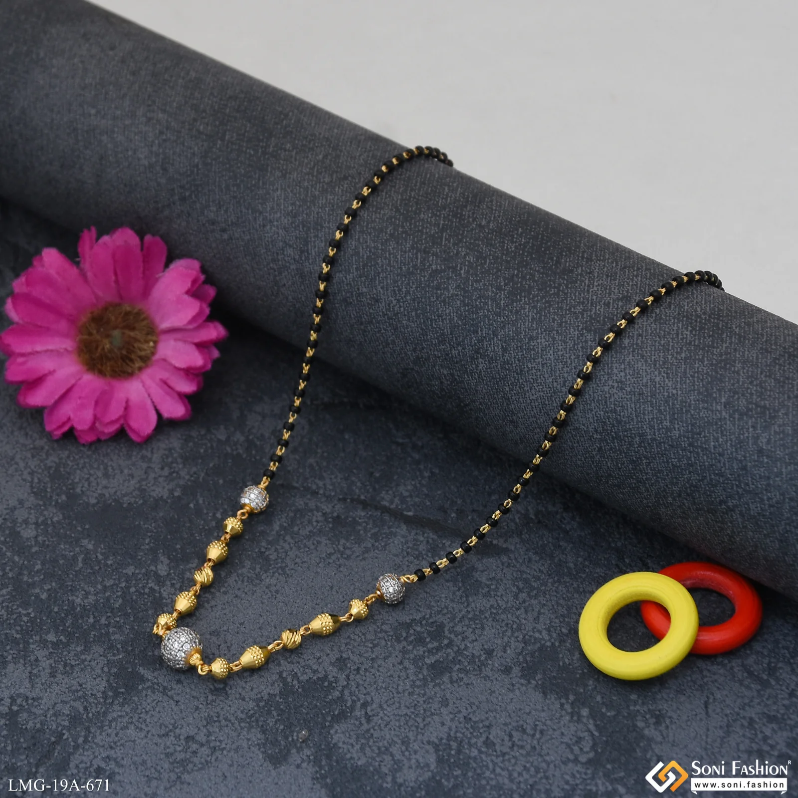 1 Gram Gold Plated Glittering Design Mangalsutra for Women - Style A671 - Image 3