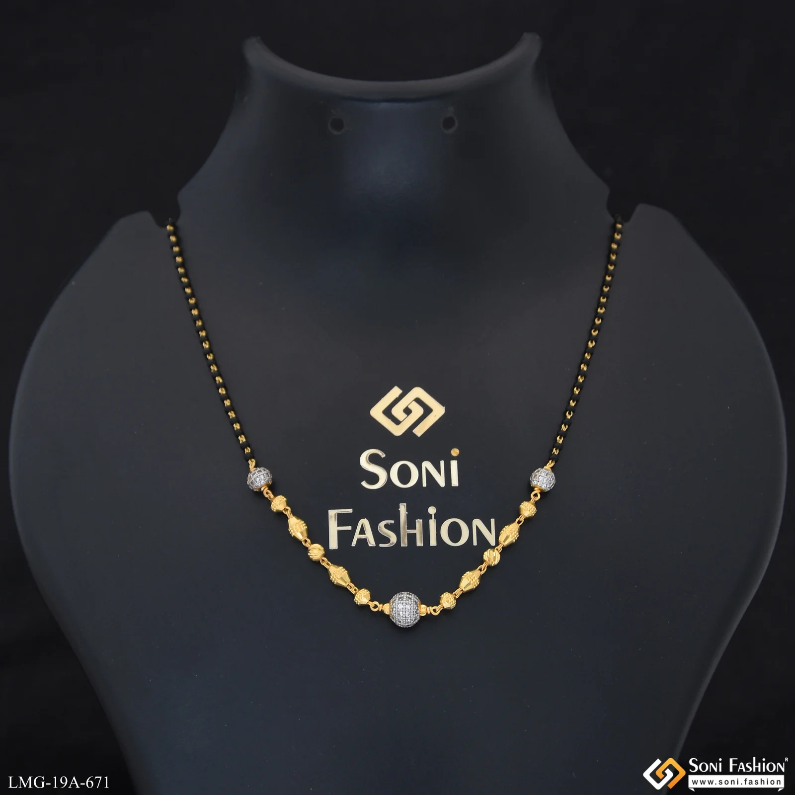 1 Gram Gold Plated Glittering Design Mangalsutra for Women - Style A671 - Image 5