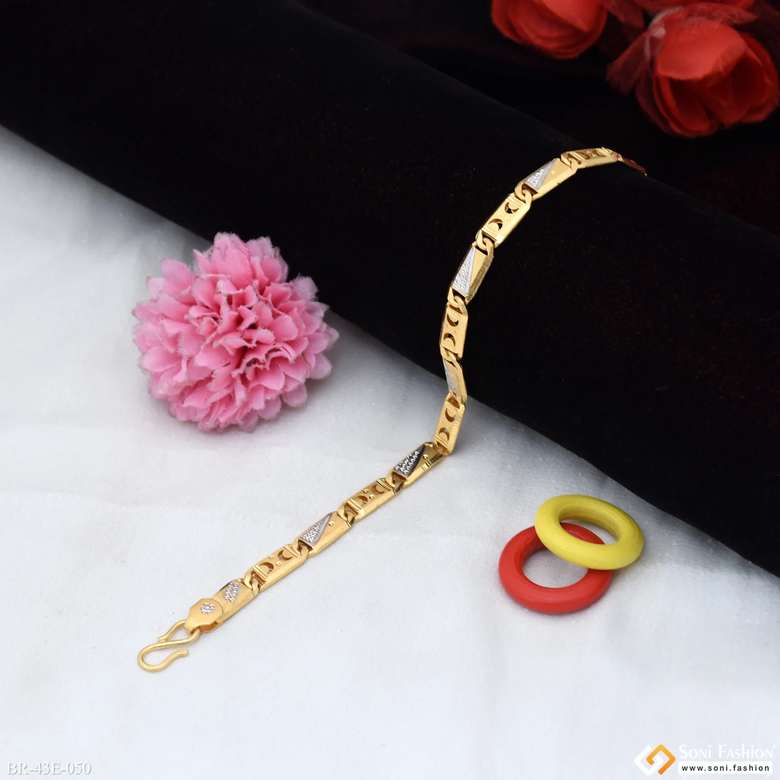 1 Gram Gold Plated Glittering Design Nawabi Bracelet for Men - Style E050 - Image 3