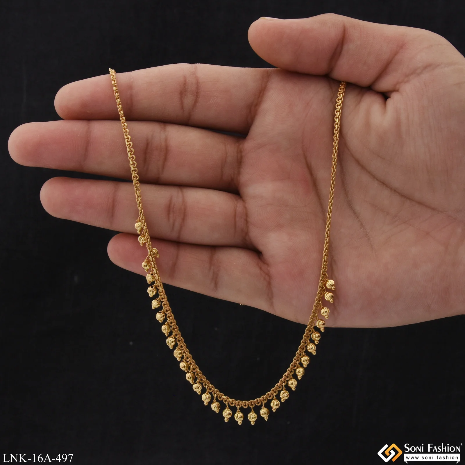 1 Gram Gold Plated Glittering Design Necklace for Ladies - Style A497 - Image 3