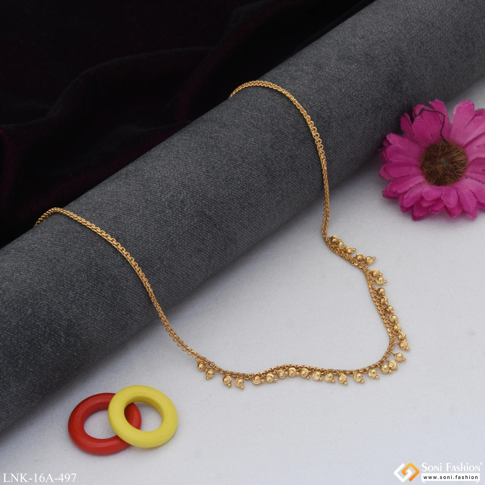 1 Gram Gold Plated Glittering Design Necklace for Ladies - Style A497 - Image 4
