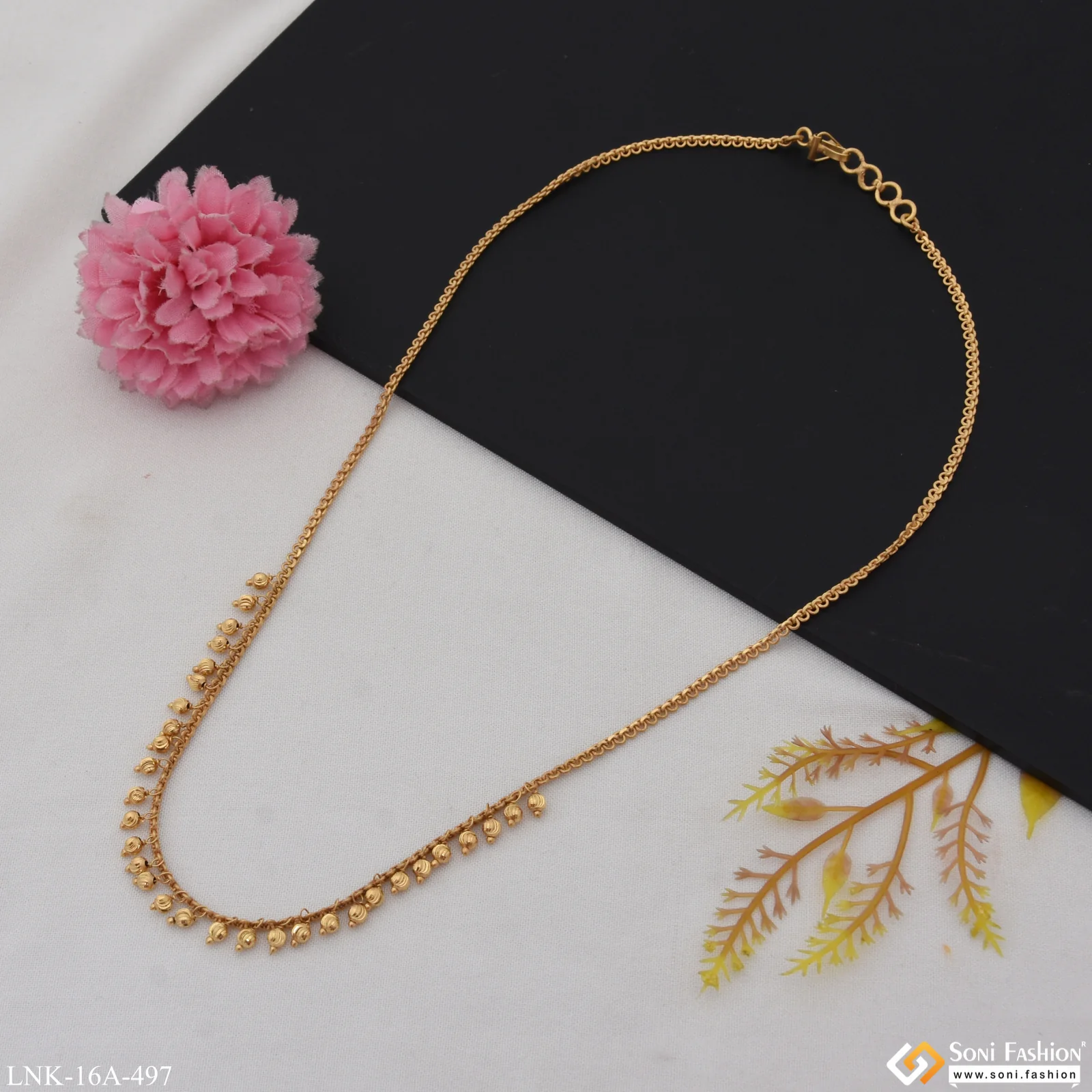 1 Gram Gold Plated Glittering Design Necklace for Ladies - Style A497 - Image 6