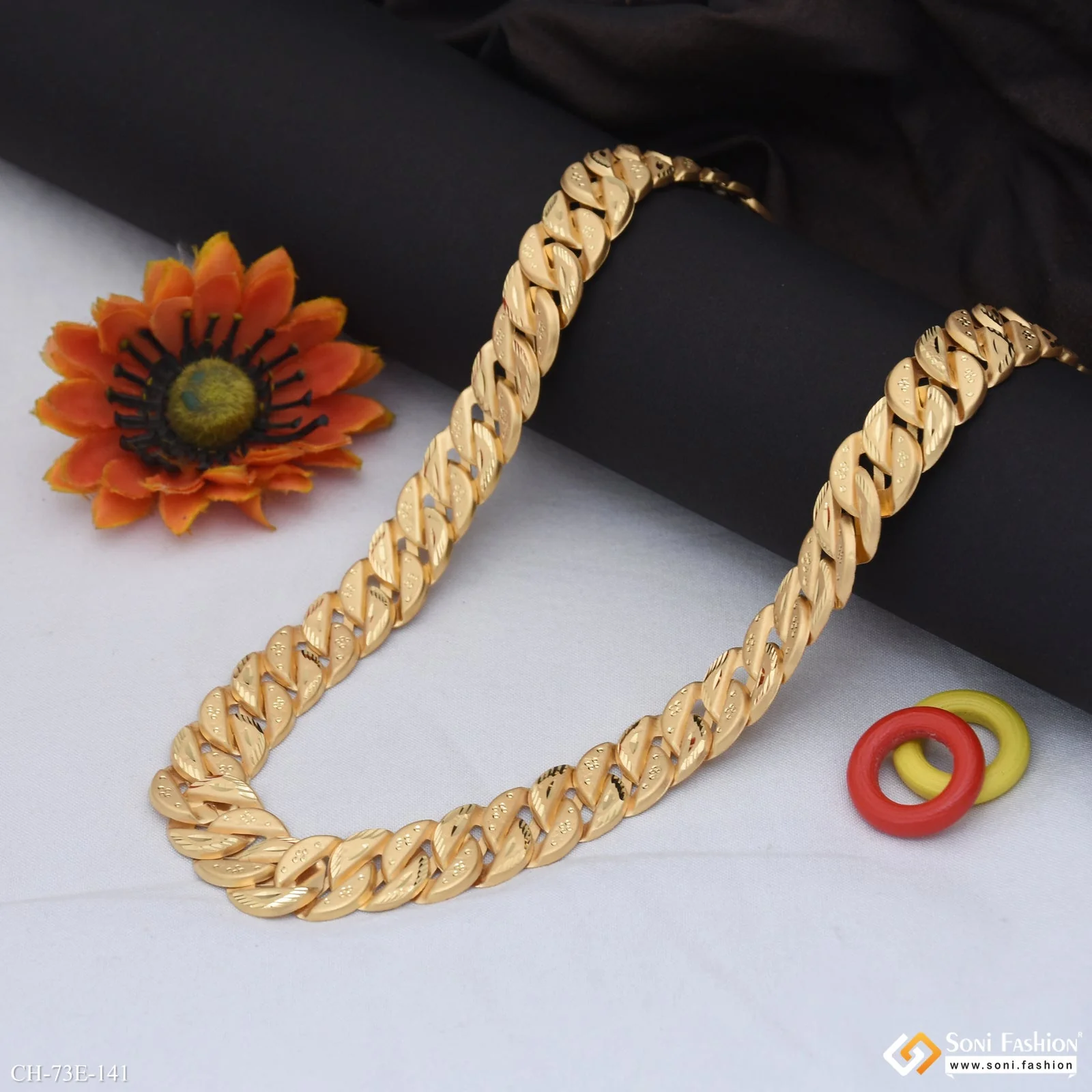 1 Gram Gold Plated Glittering Design Pokal Chain for Men - Style E141 - Image 5