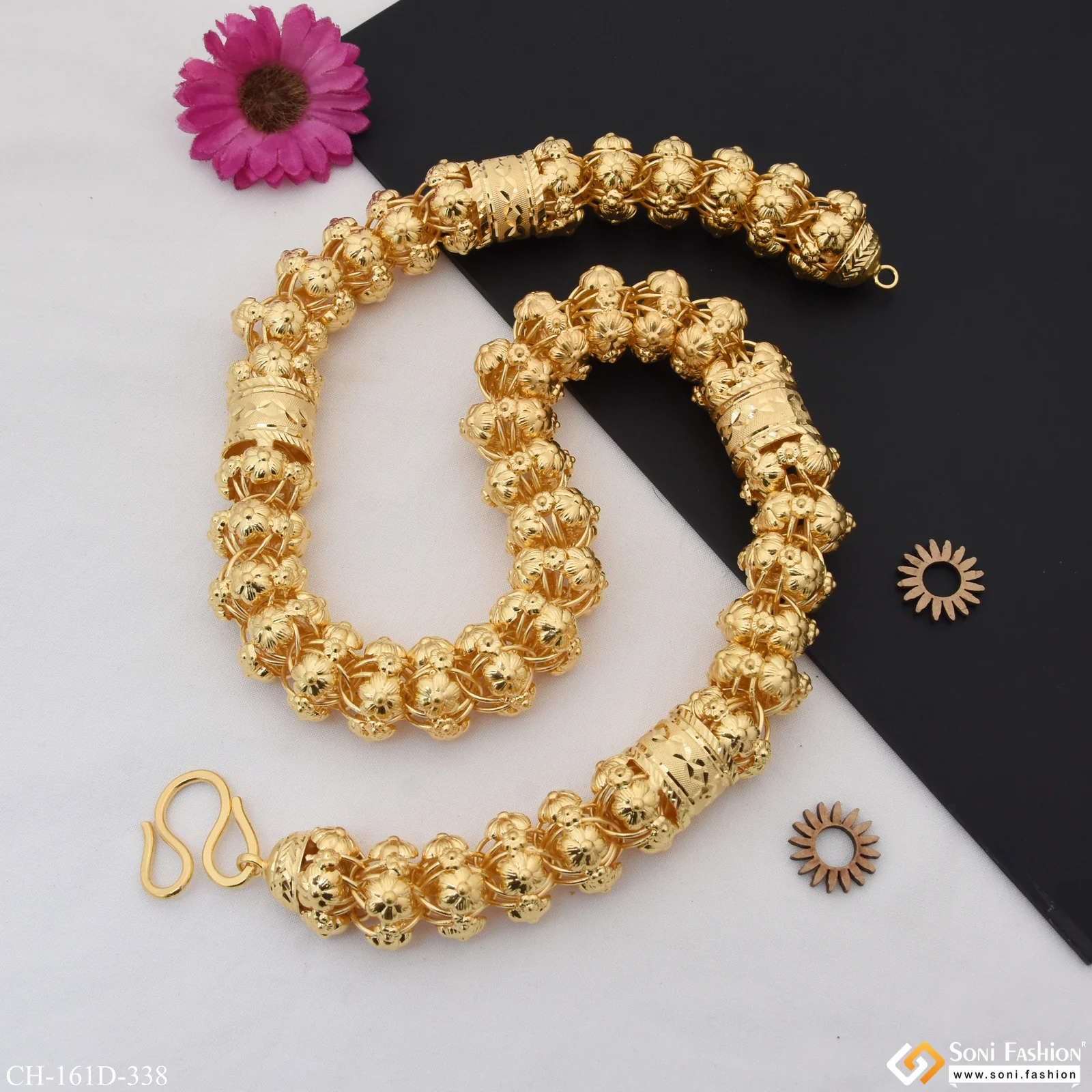 1 Gram Gold Plated Glittering Design Rajwadi Chain for Men - Style D338 - Image 4