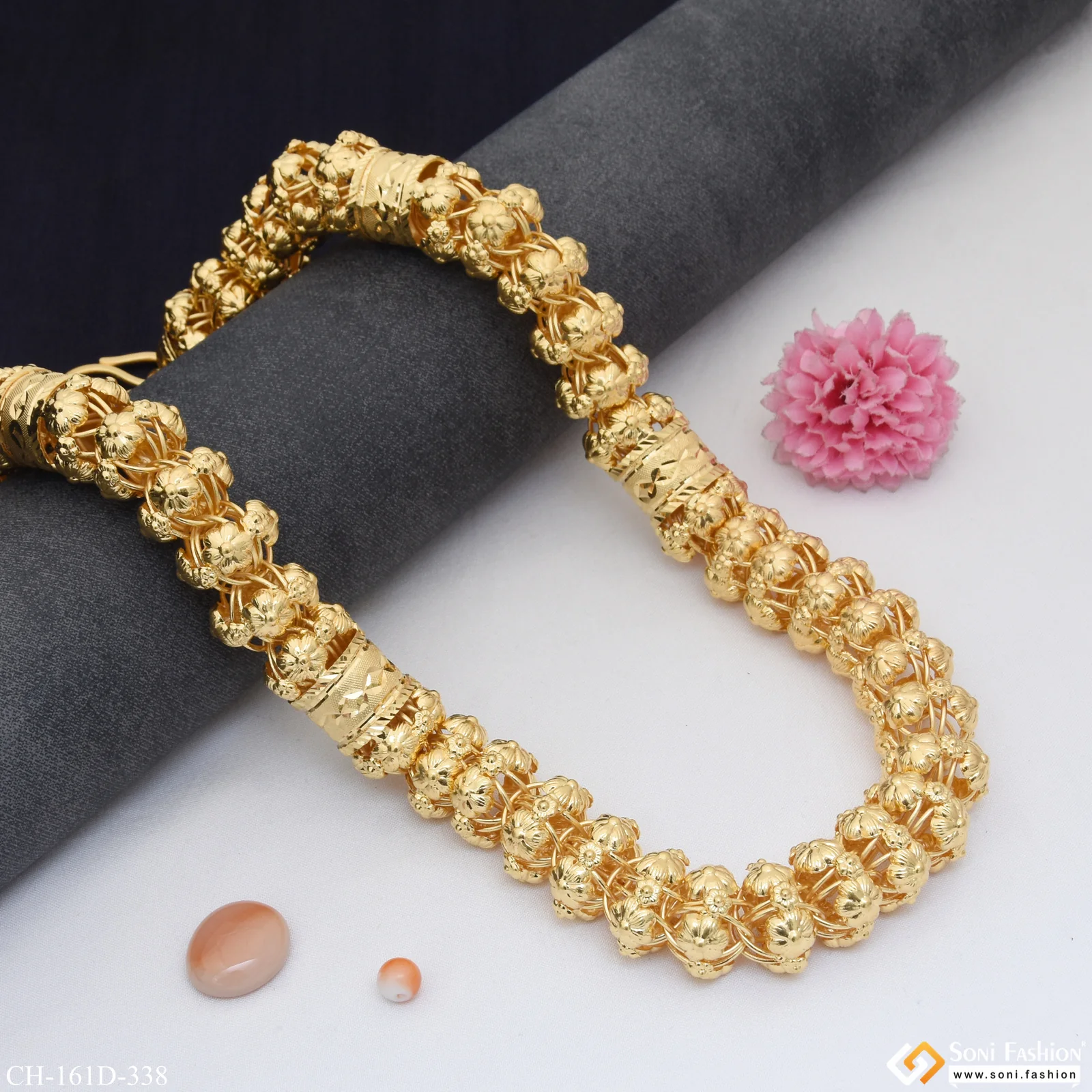 1 Gram Gold Plated Glittering Design Rajwadi Chain for Men - Style D338 - Image 5