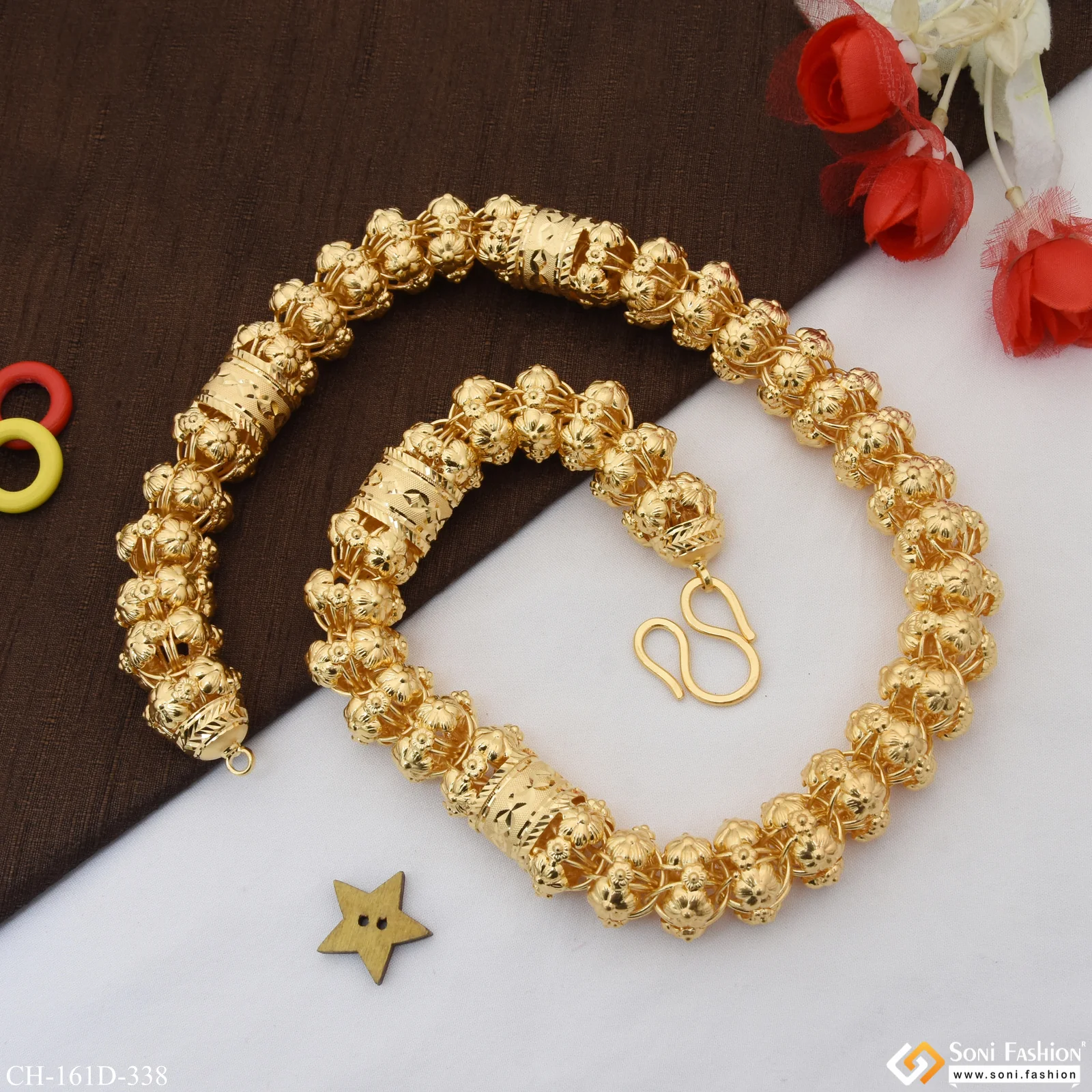 1 Gram Gold Plated Glittering Design Rajwadi Chain for Men - Style D338 - Image 6