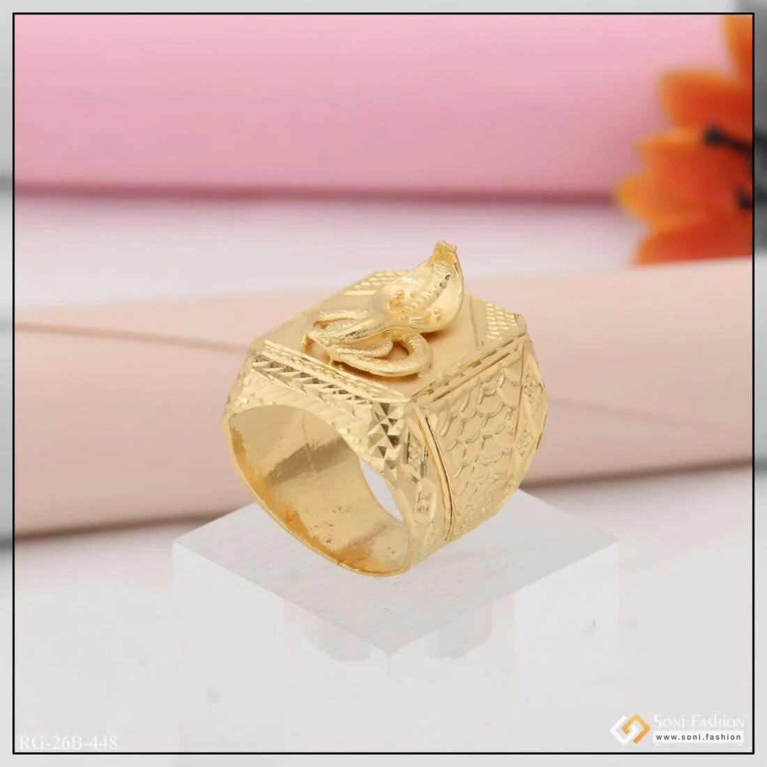 1 Gram Gold Plated Goga Maharaj Attention-Getting Design Ring for Men - Style B448 - Image 6