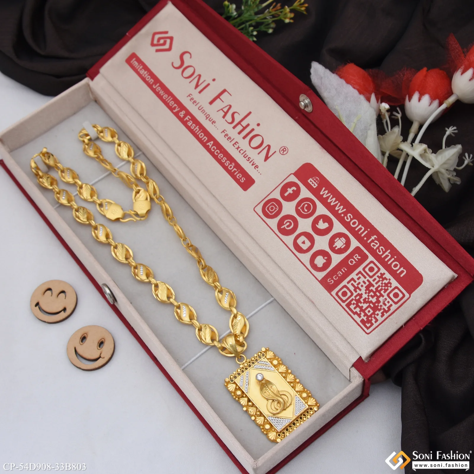 1 Gram Gold Plated Goga Maharaj Pendant With Chain for Men (CP-D908-B803) - Image 2