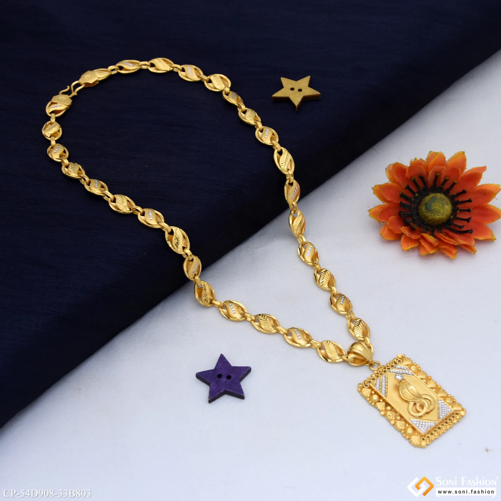 1 Gram Gold Plated Goga Maharaj Pendant With Chain for Men (CP-D908-B803) - Image 5