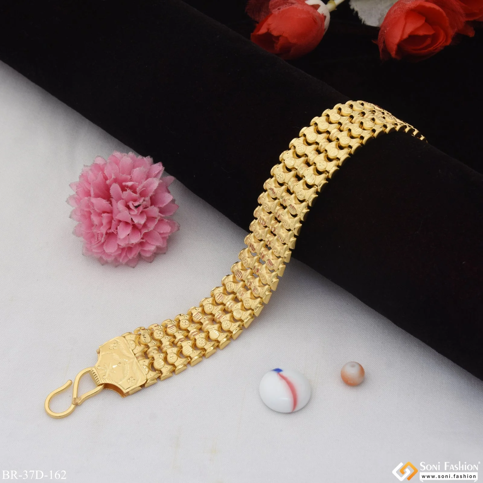 1 Gram Gold Plated Gorgeous Design Bahubali Bracelet for Men - Style D162 - Image 2