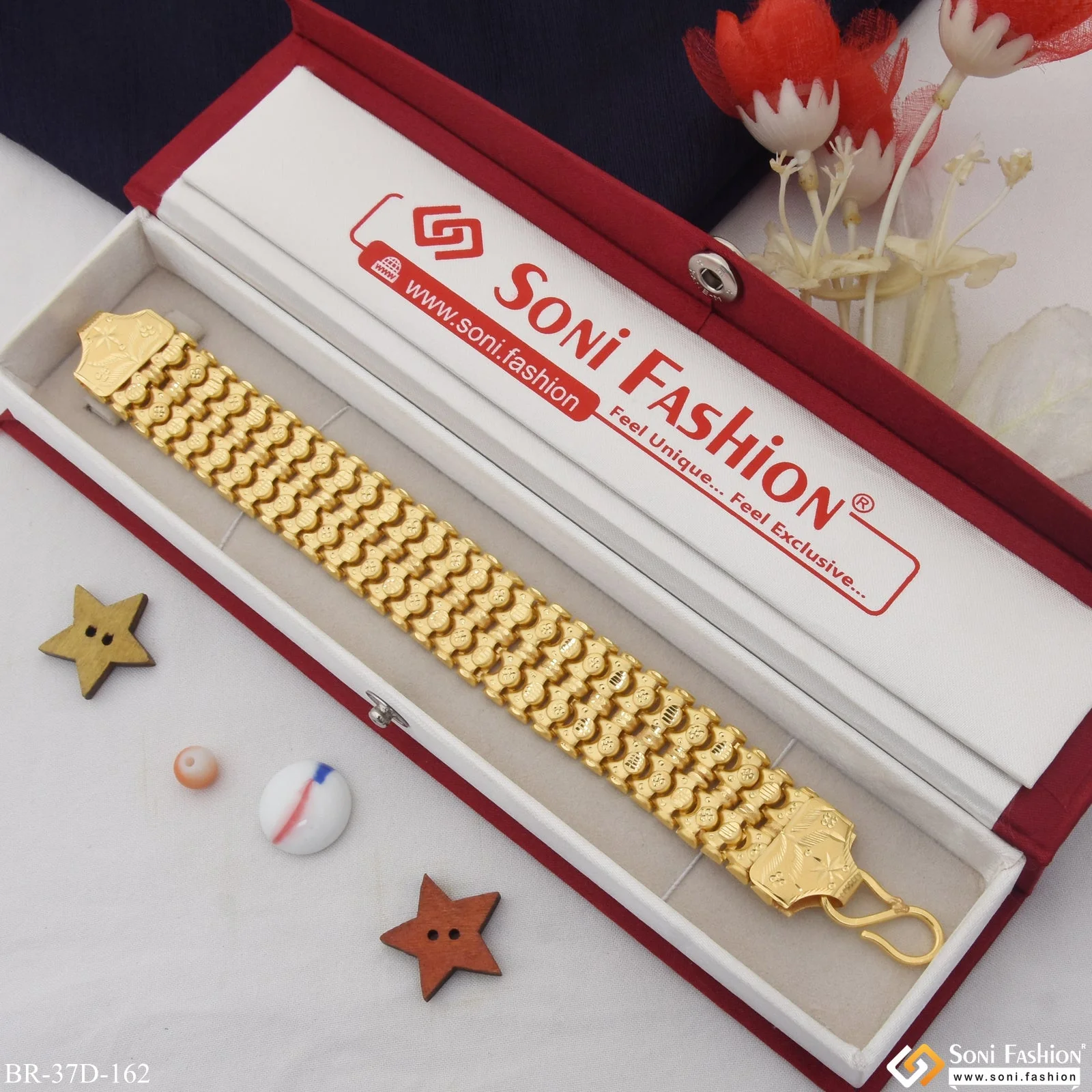 1 Gram Gold Plated Gorgeous Design Bahubali Bracelet for Men - Style D162 - Image 4