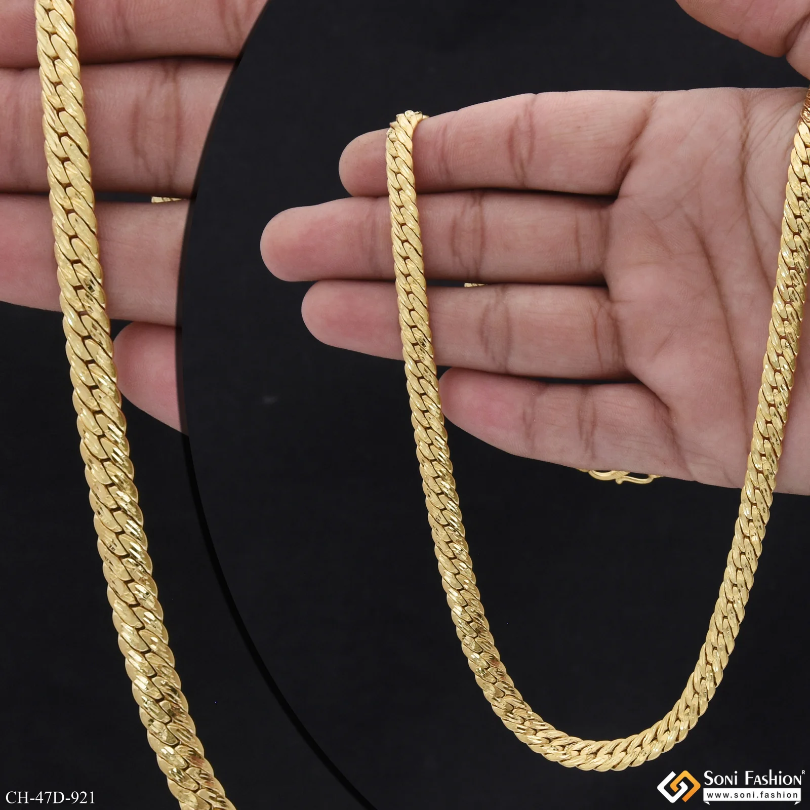 1 Gram Gold Plated Gorgeous Design Chain for Men - Style D921 - Image 2