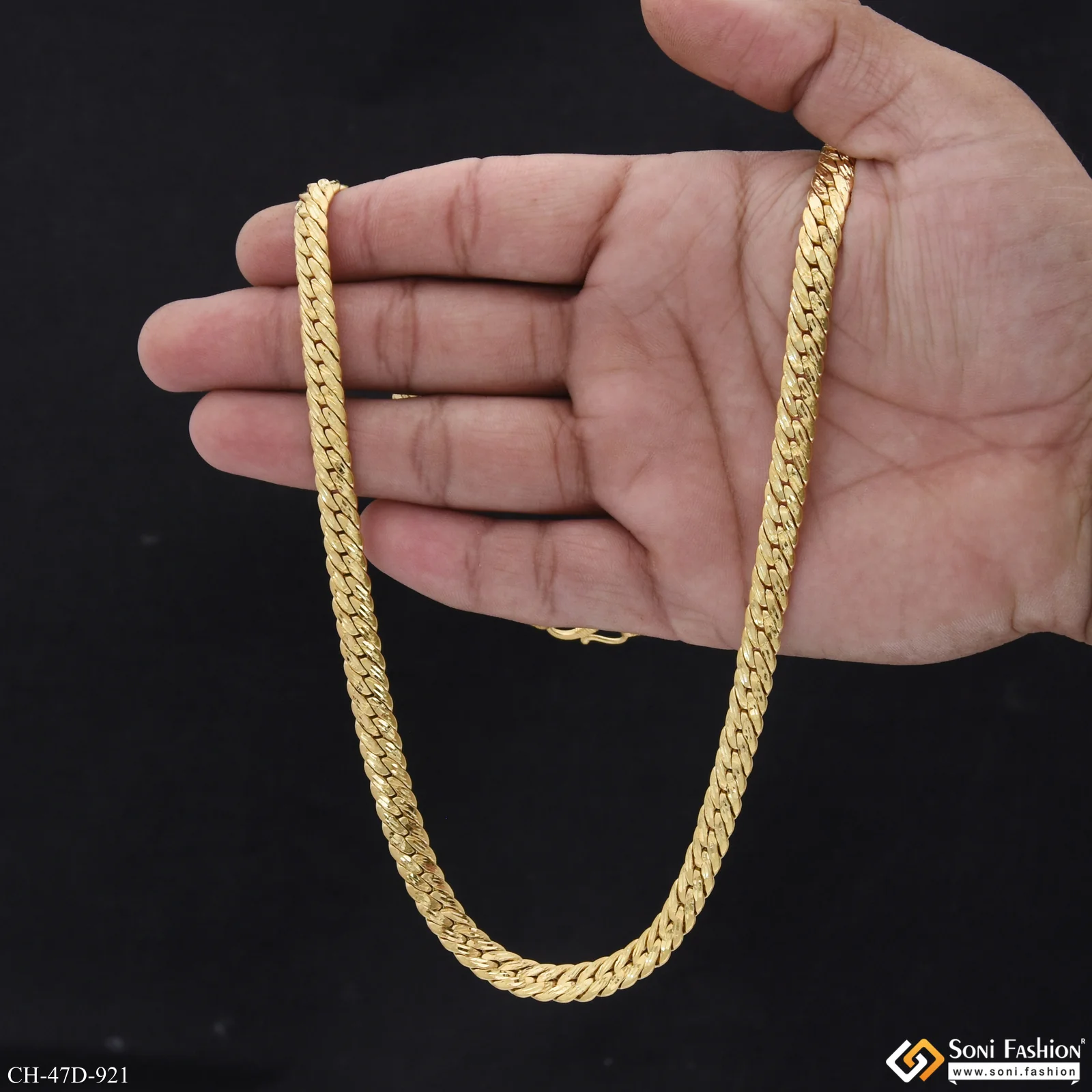 1 Gram Gold Plated Gorgeous Design Chain for Men - Style D921 - Image 6