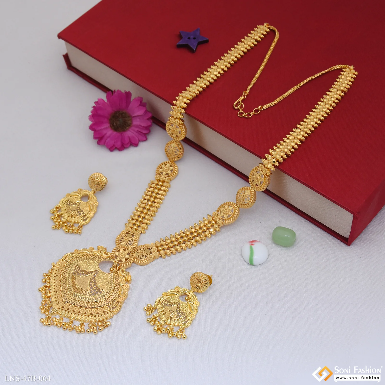 1 Gram Gold Plated Gorgeous Design Necklace Set for Women - Style B064 - Image 5