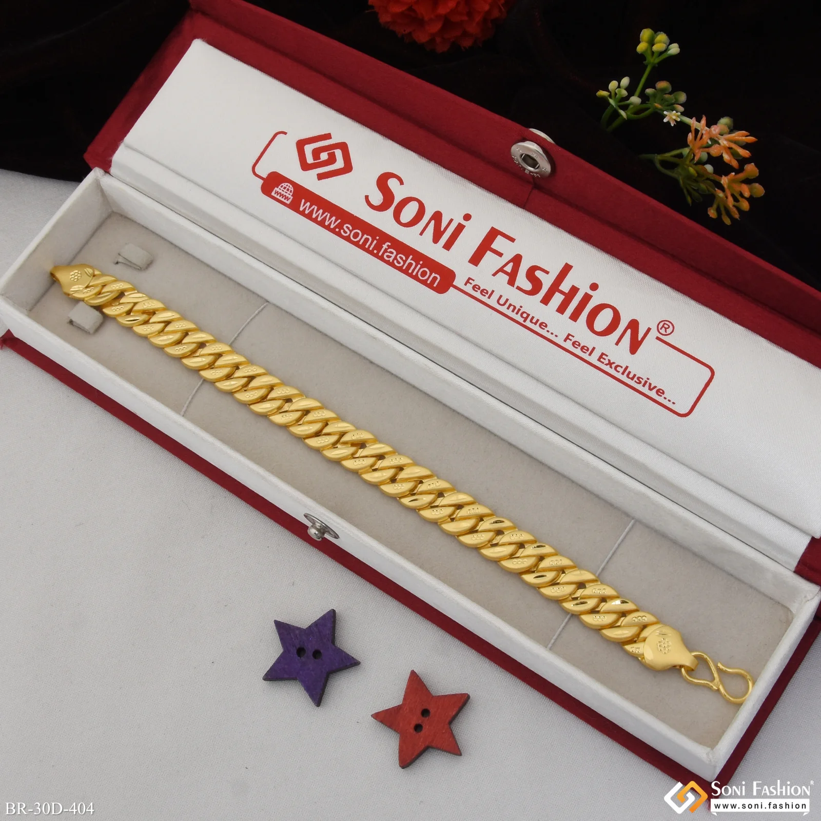 1 Gram Gold Plated Gorgeous Design Pokal Bracelet for Men - Style D404 - Image 2