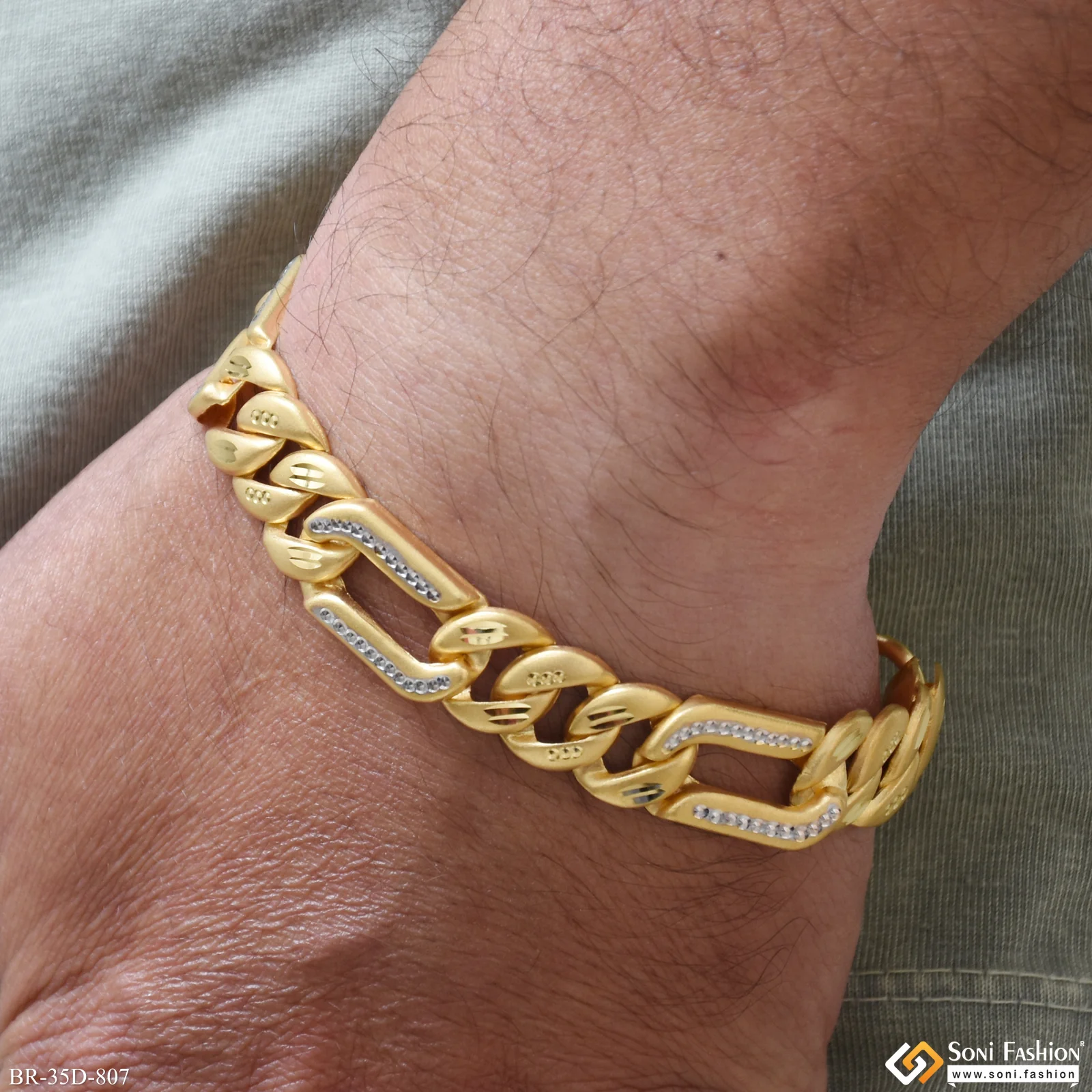1 Gram Gold Plated Gorgeous Design Pokal Bracelet for Men - Style D807
